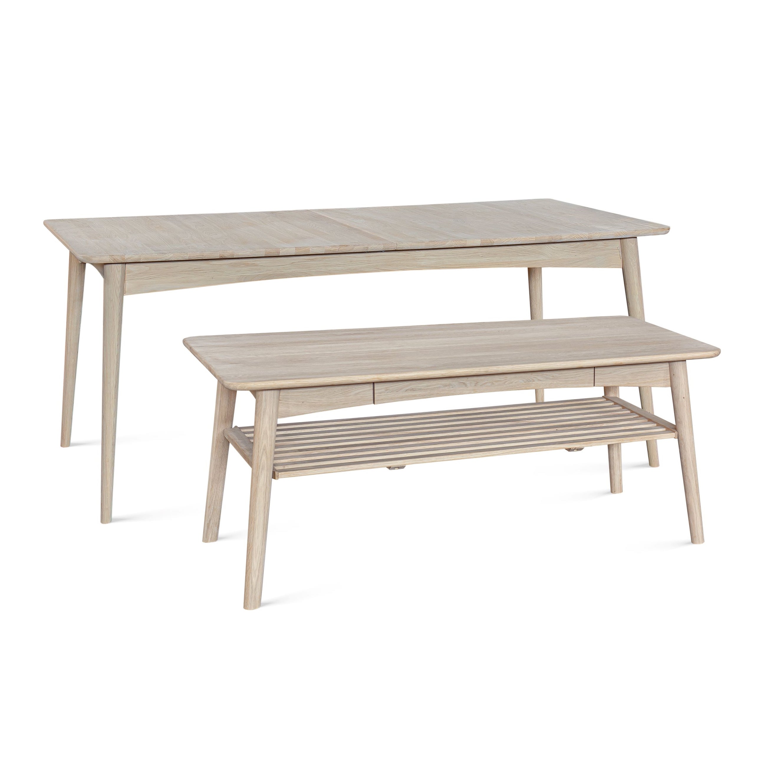 Kiruna Dining Table with Middle Extension & Coffee Table with Drawer