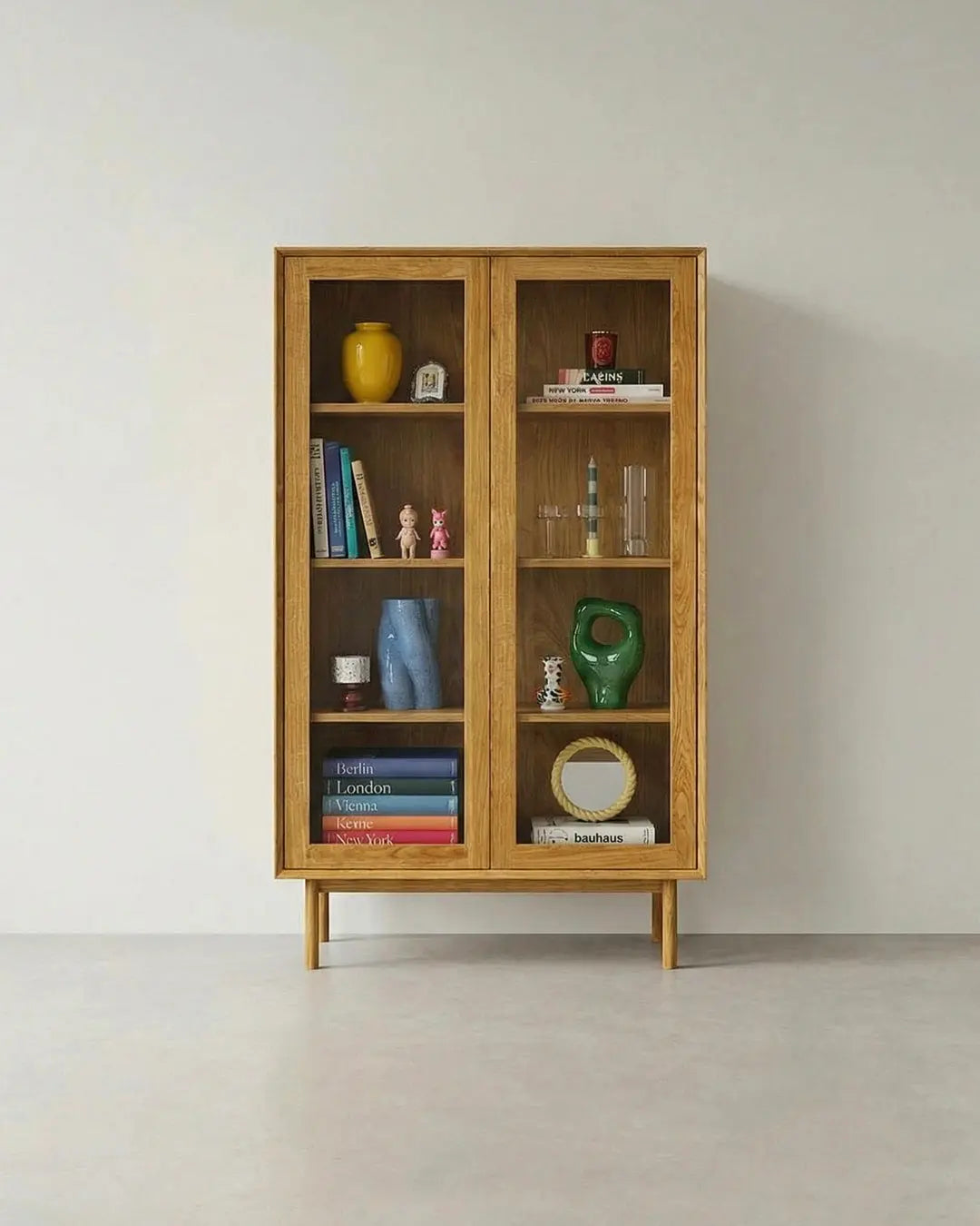 Veneto Italia Cabinets Kodama Glass Cabinet Two Doors – Solid Oak Storage