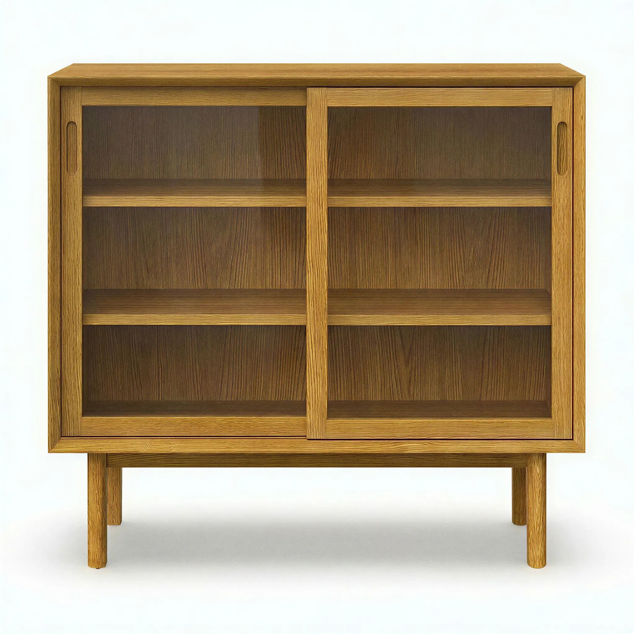 Veneto Italia Cabinets Kodama Glass Cabinet – Modern Oak Storage Cabinet with Glass Doors