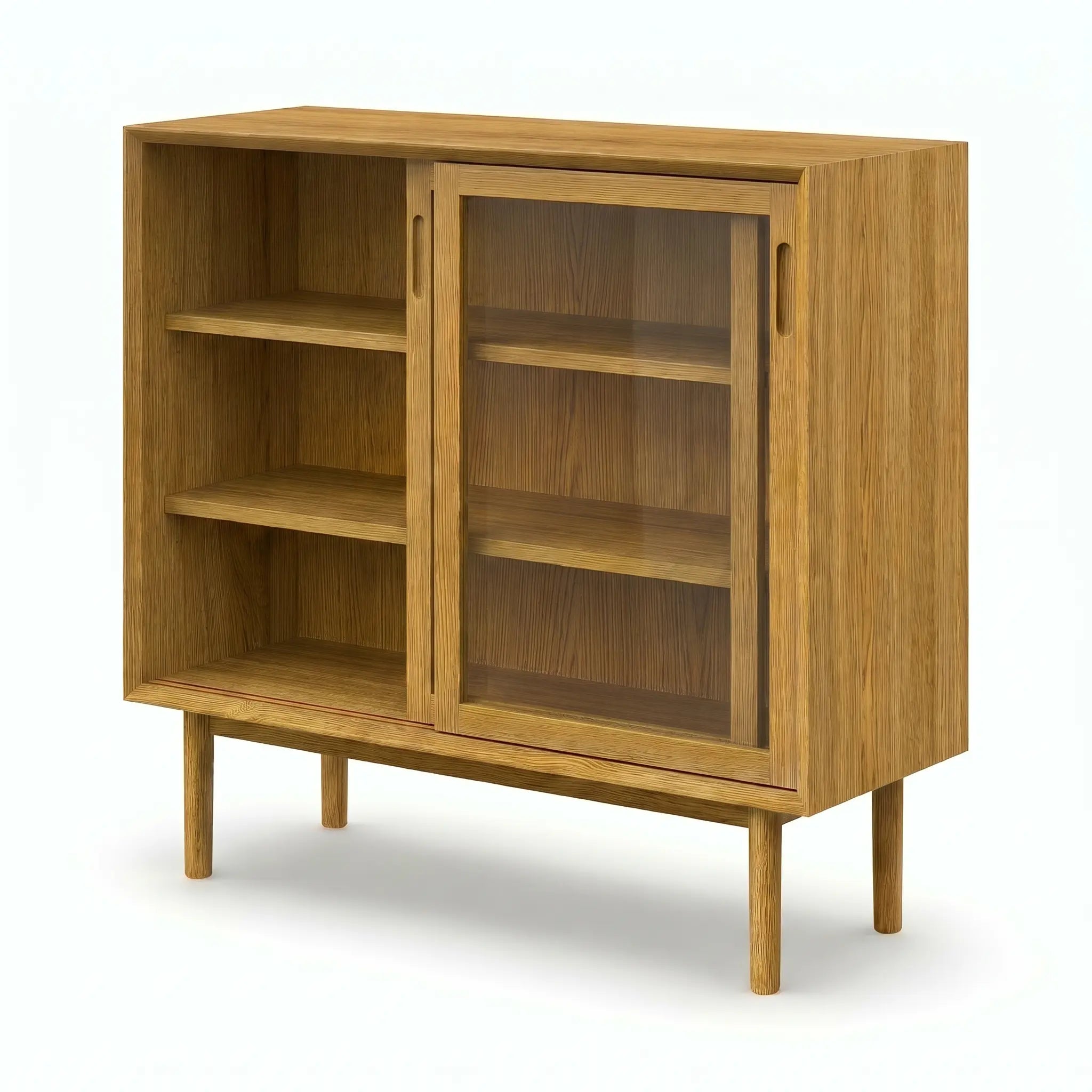Veneto Italia Cabinets Kodama Glass Cabinet – Modern Oak Storage Cabinet with Glass Doors