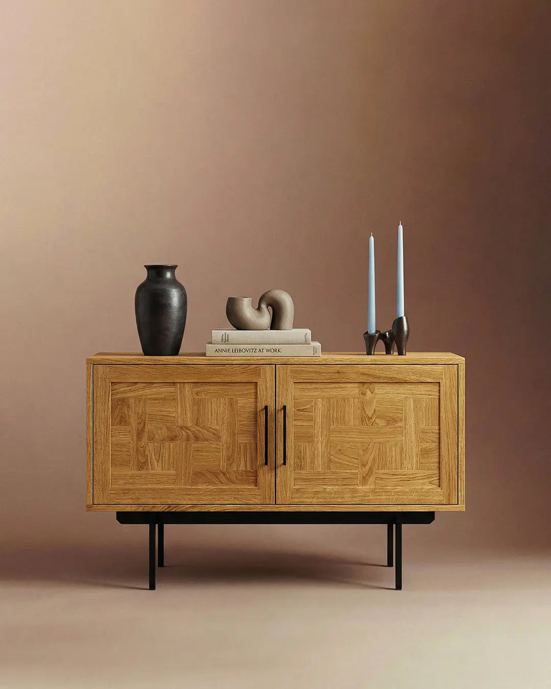 Veneto Italia Sideboards Biwa Short Sideboard with Patterned Doors
