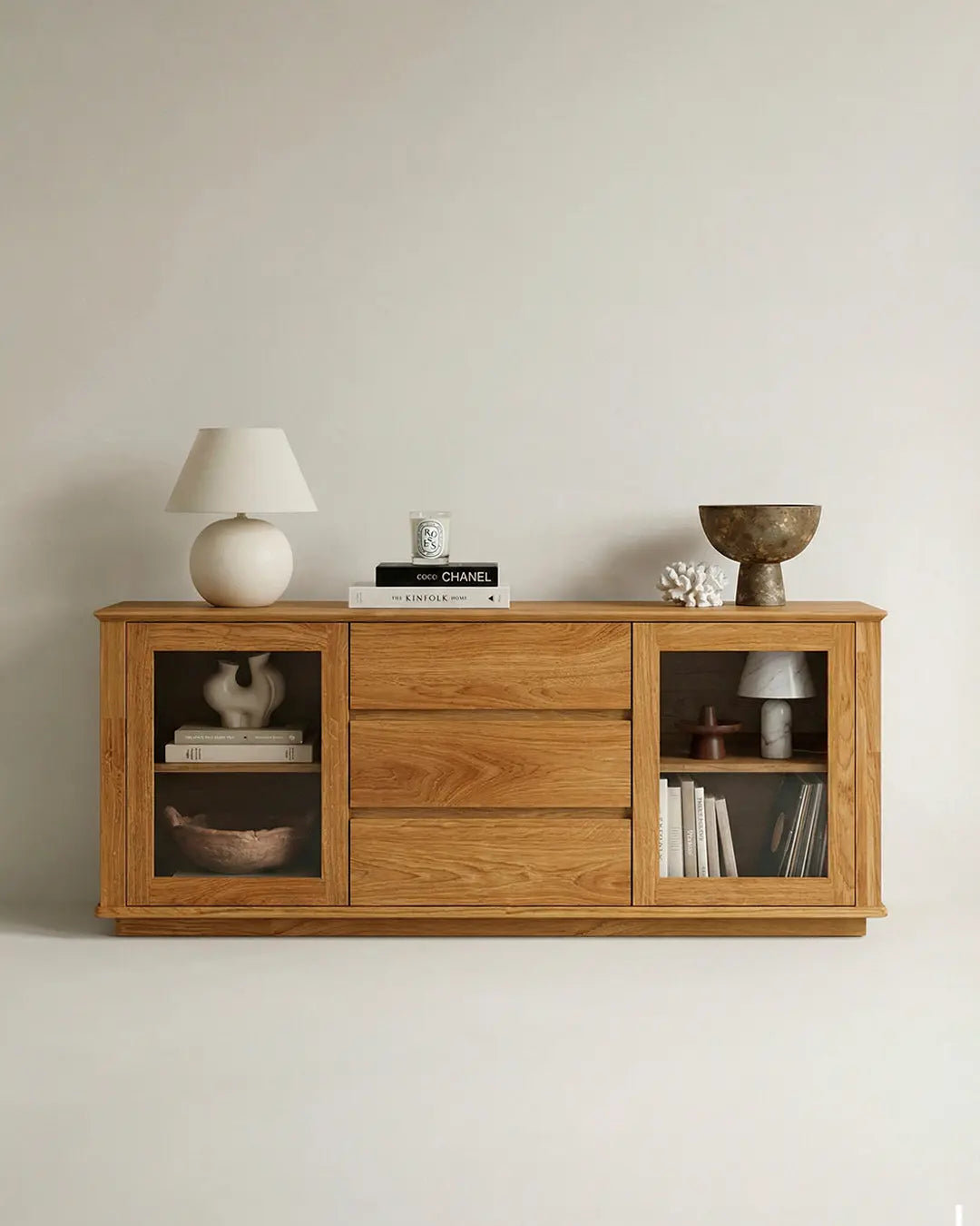 Veneto Italia Sideboards Cwellyn Oak Glass Sideboard