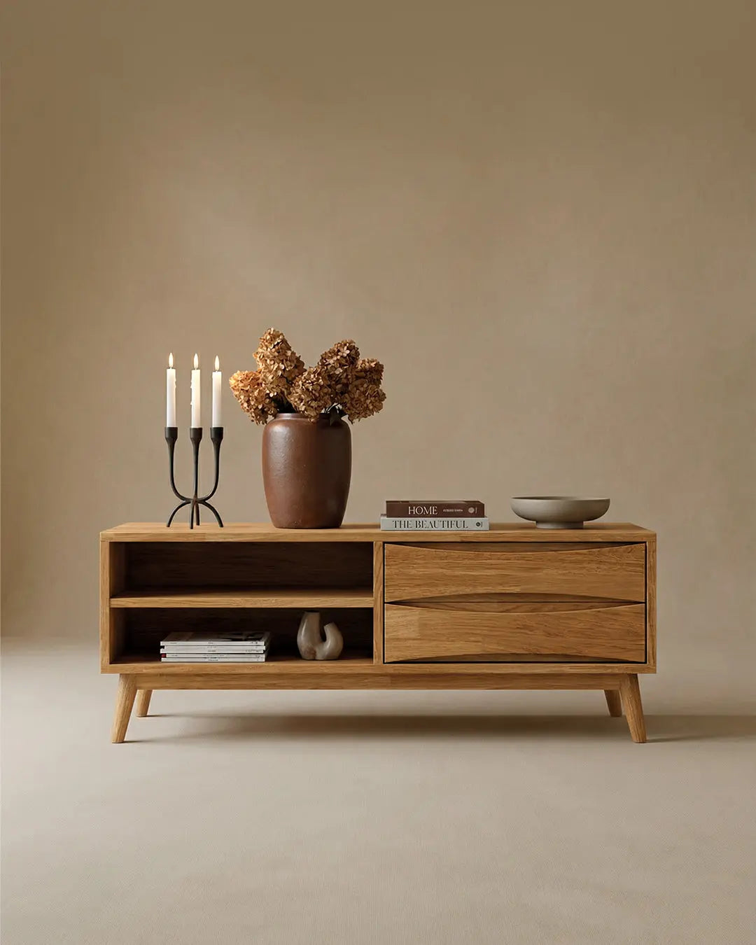Veneto Italia TV Stands Erie Minimalist Small Oak Coffee Unit