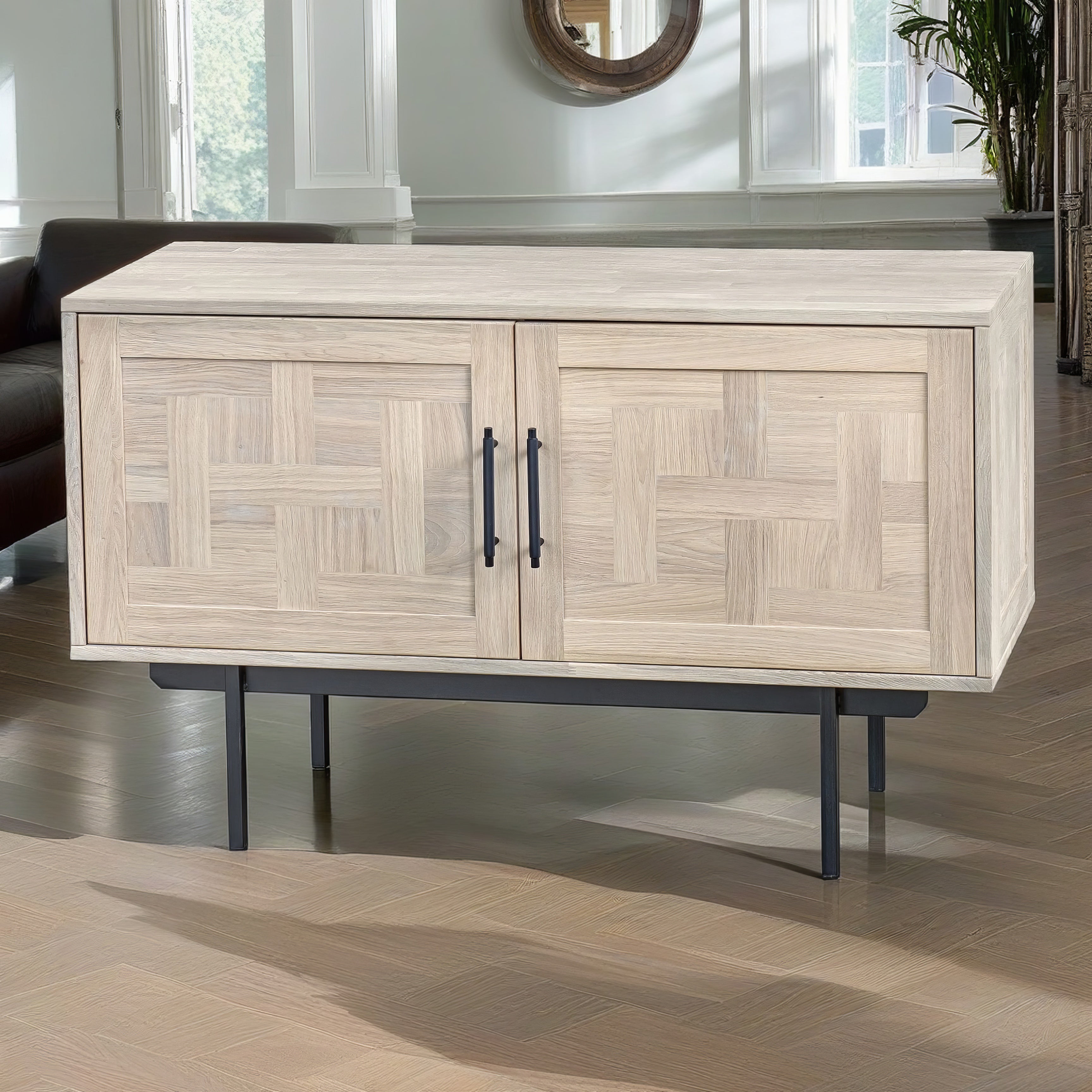 Biwa Short Sideboard with Patterned Doors