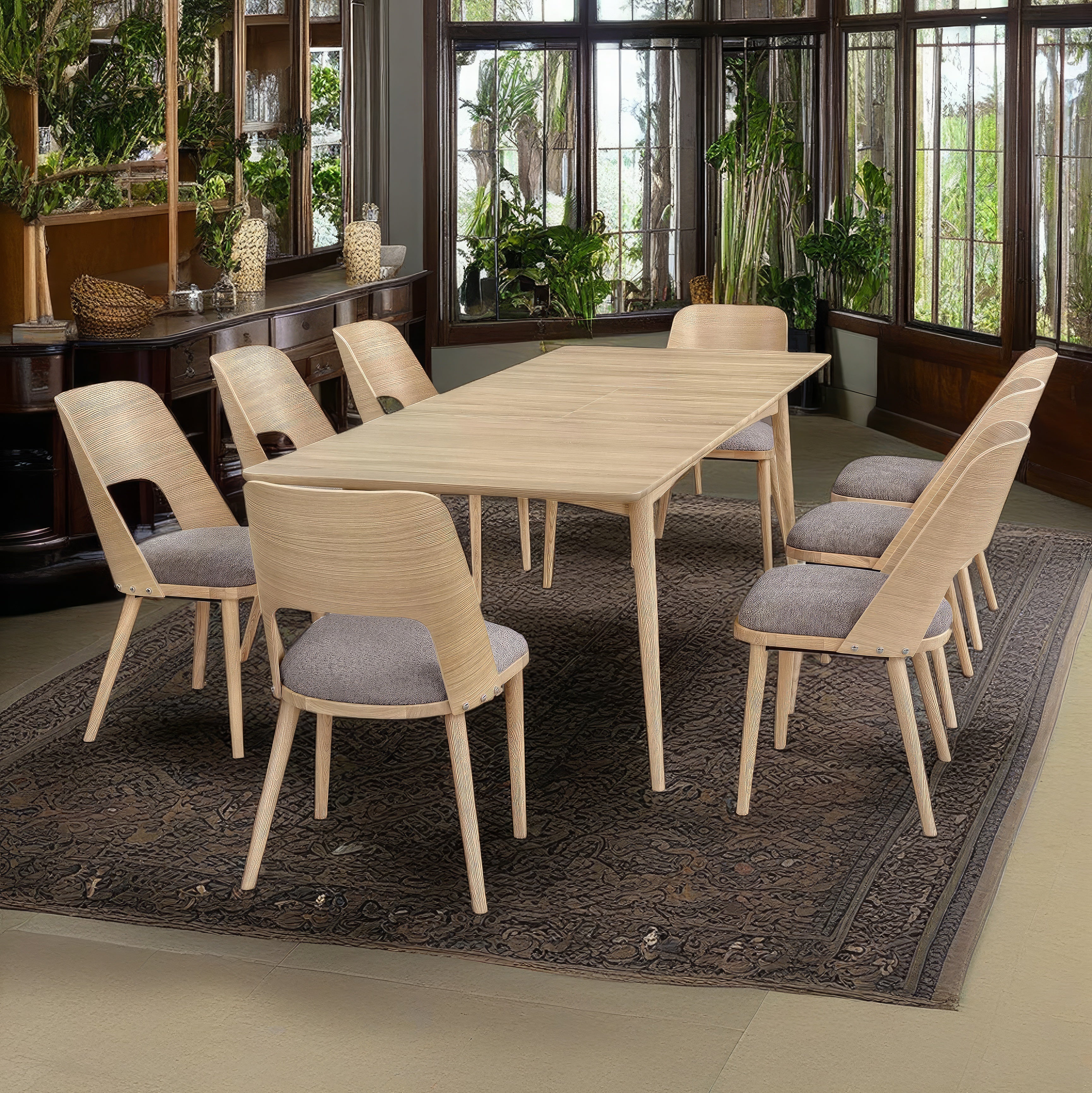 Eclectica Dining table with Middle Extension & 8 Chairs