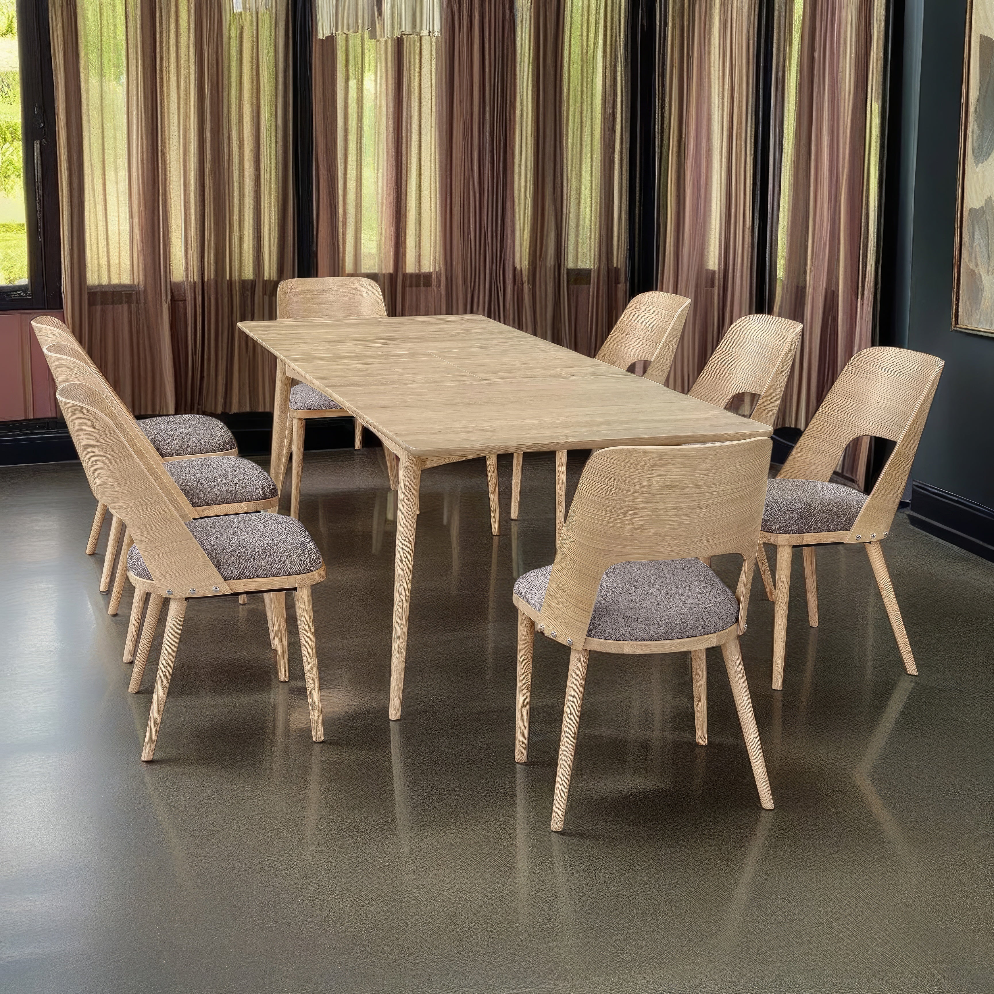 Eclectica Dining table with Middle Extension & 8 Chairs