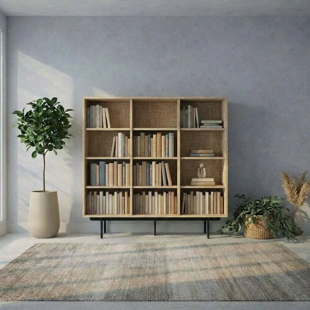 Veneto Italia Cabinets Biwa Oak Bookcase Minimalist Open Storage