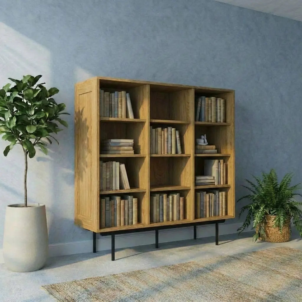 Veneto Italia Cabinets Biwa Oak Bookcase Minimalist Open Storage