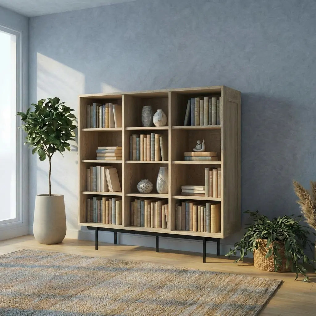 Veneto Italia Cabinets Biwa Oak Bookcase Minimalist Open Storage
