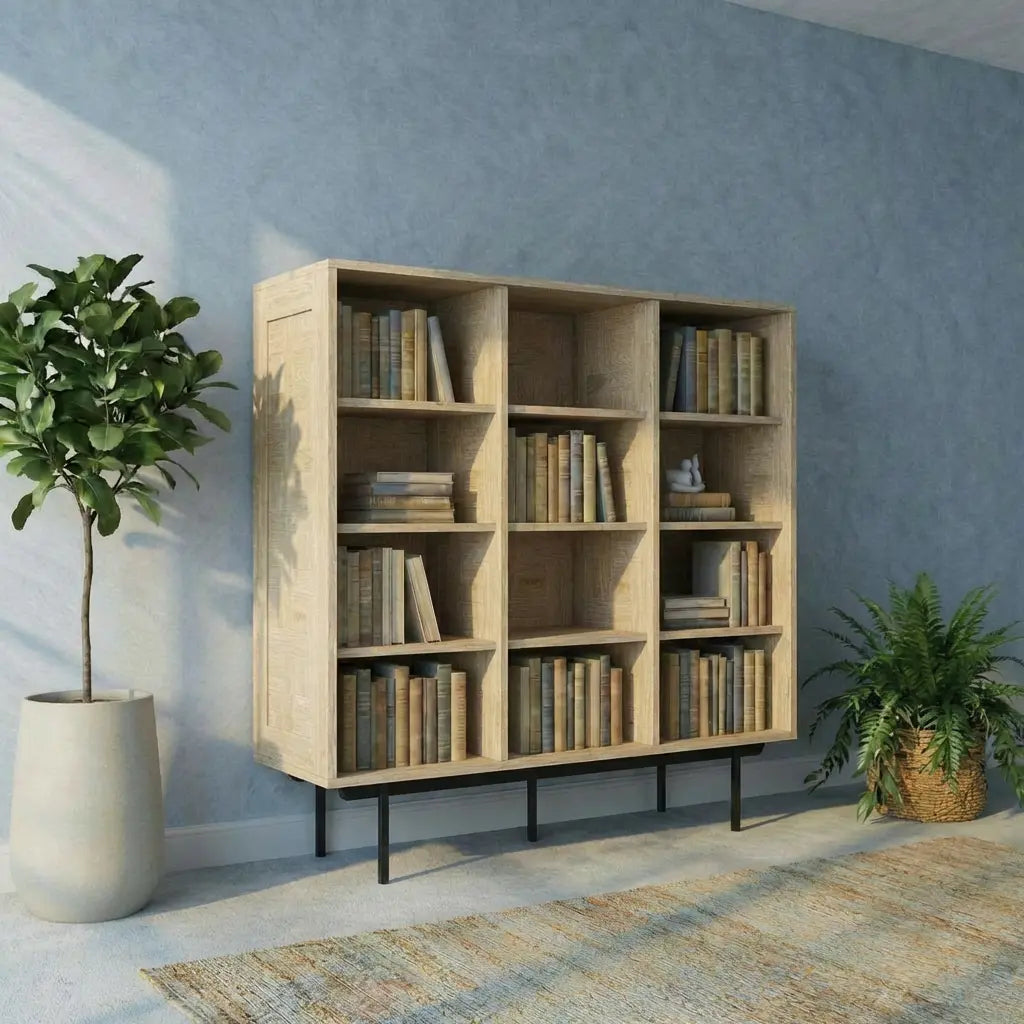 Veneto Italia Cabinets Biwa Oak Bookcase Minimalist Open Storage