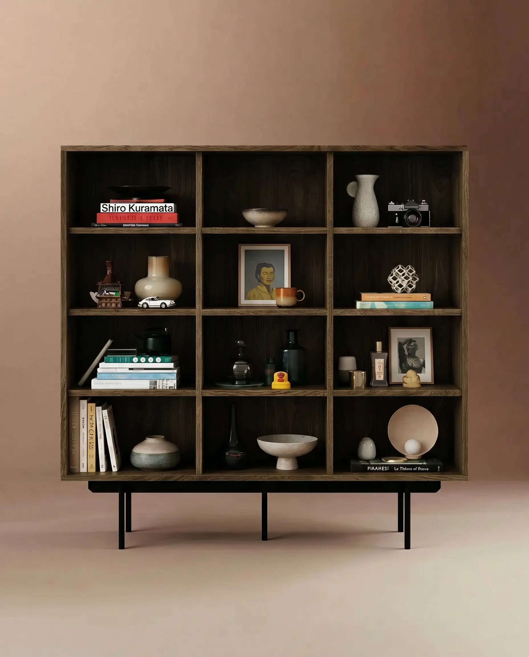 Veneto Italia Cabinets Biwa Oak Bookcase Minimalist Open Storage