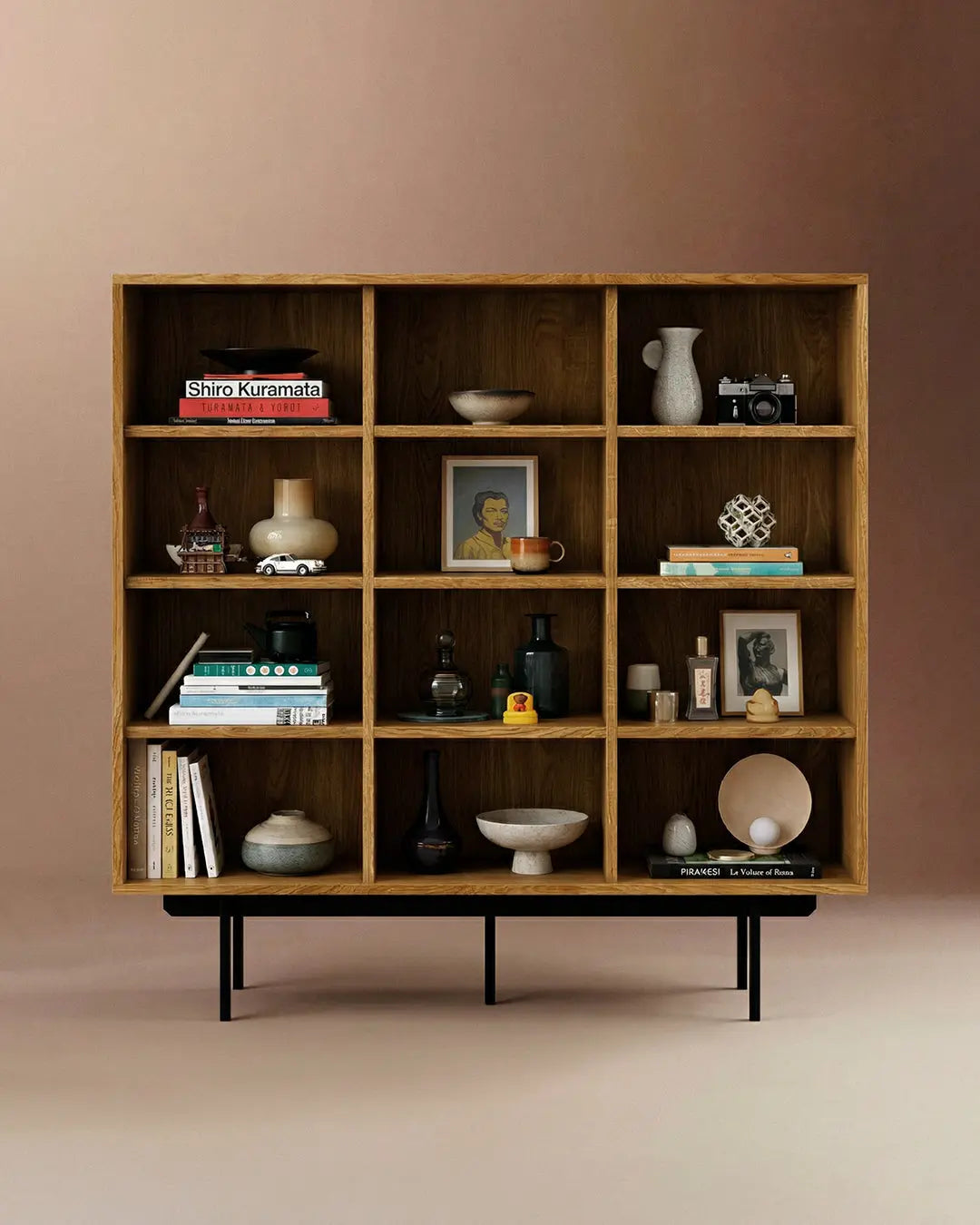 Veneto Italia Cabinets Biwa Oak Bookcase Minimalist Open Storage