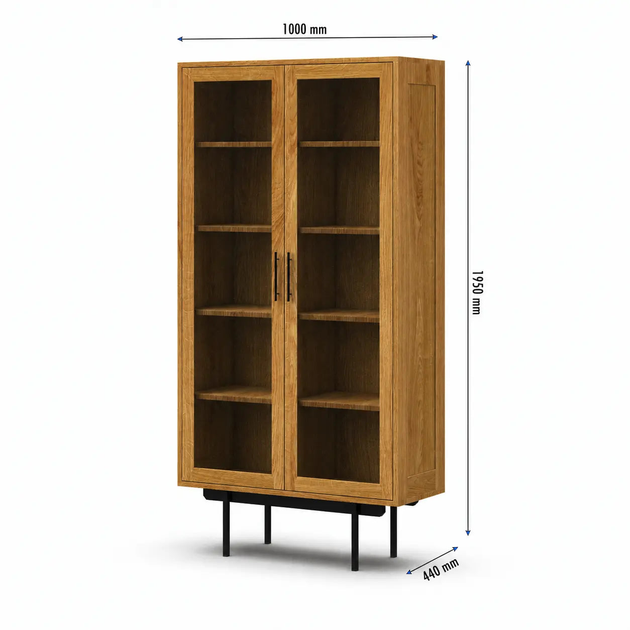 Veneto Italia Cabinets Biwa Oak Cabinet Two Glass Doors