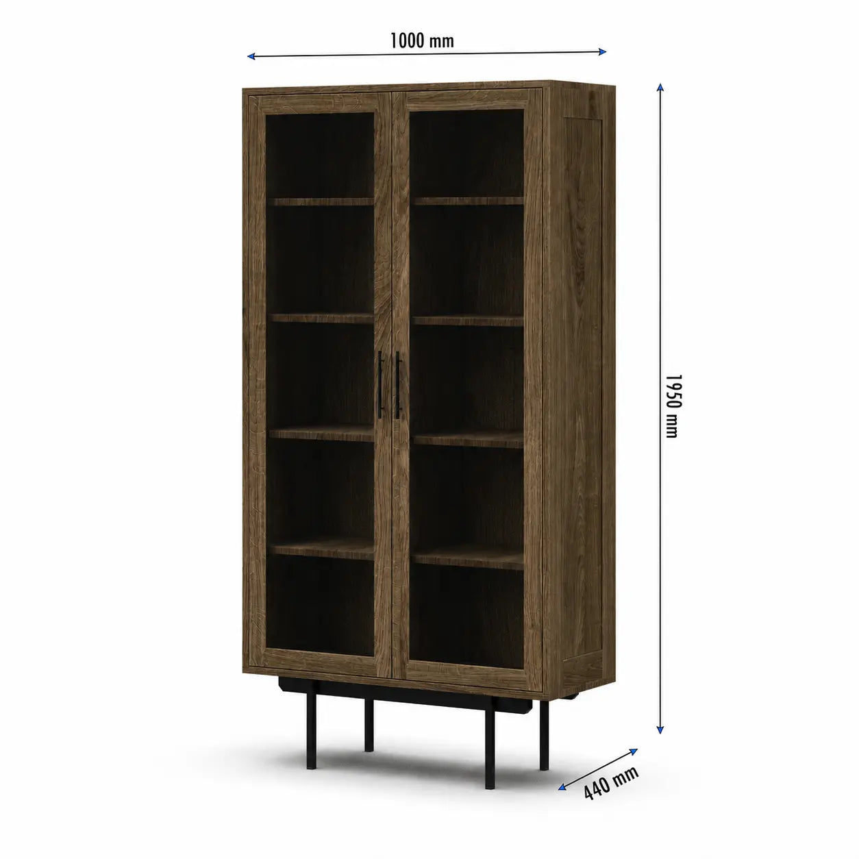 Veneto Italia Cabinets Biwa Oak Cabinet Two Glass Doors