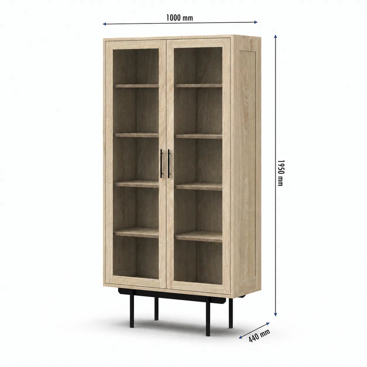 Veneto Italia Cabinets Biwa Oak Cabinet Two Glass Doors
