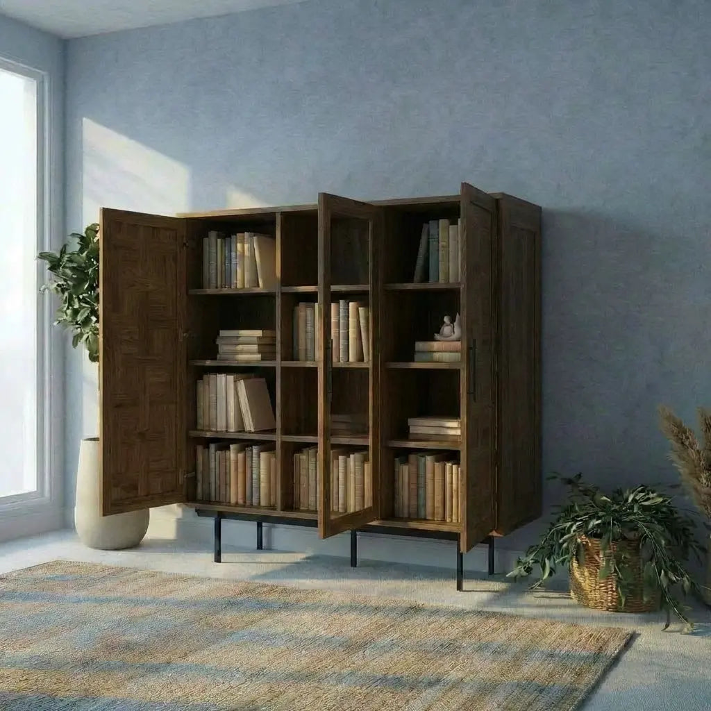 Veneto Italia Cabinets Biwa Oak Highboard Patterned Doors