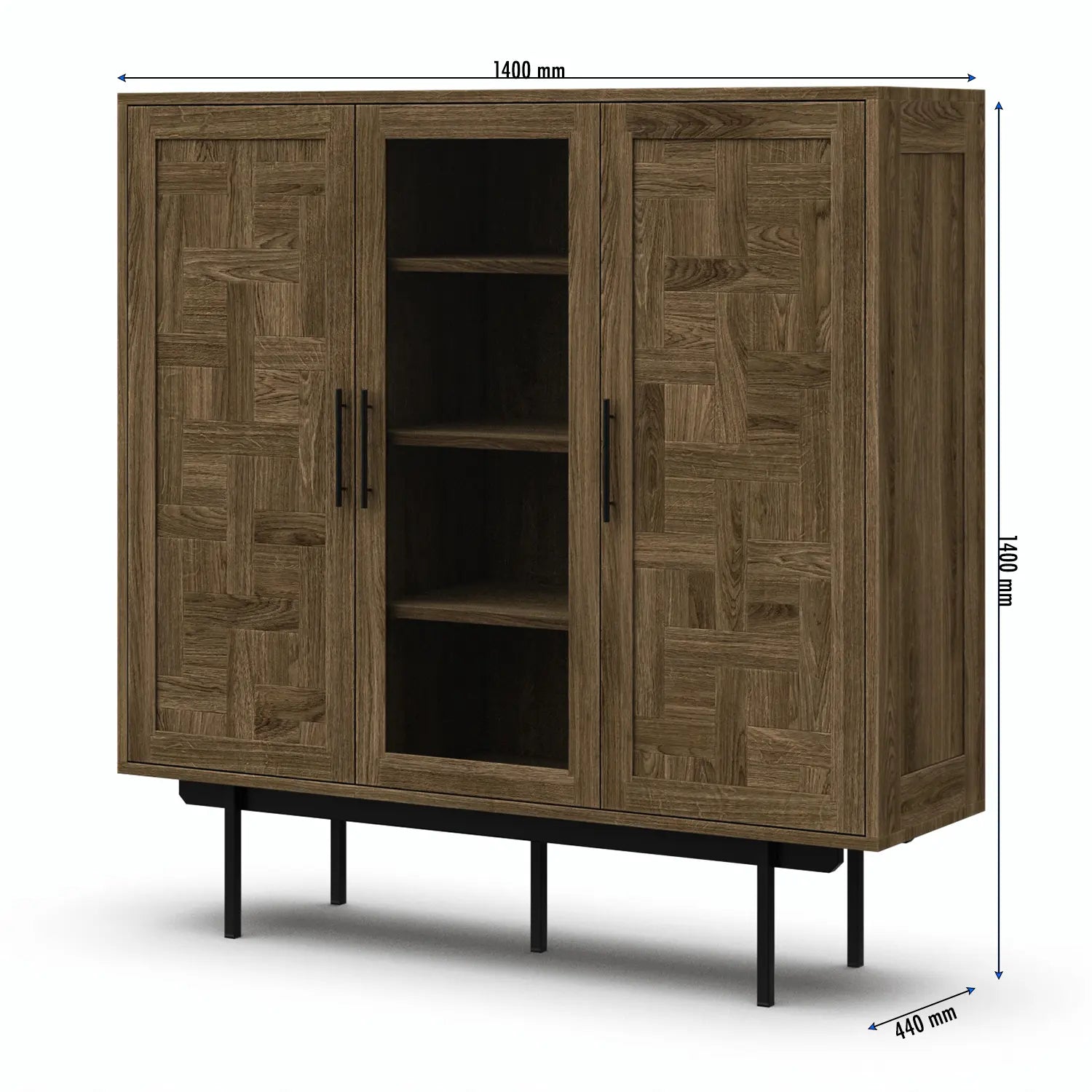 Veneto Italia Cabinets Biwa Oak Highboard Patterned Doors