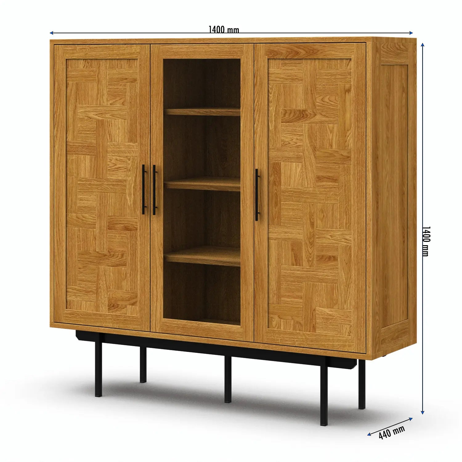 Veneto Italia Cabinets Biwa Oak Highboard Patterned Doors