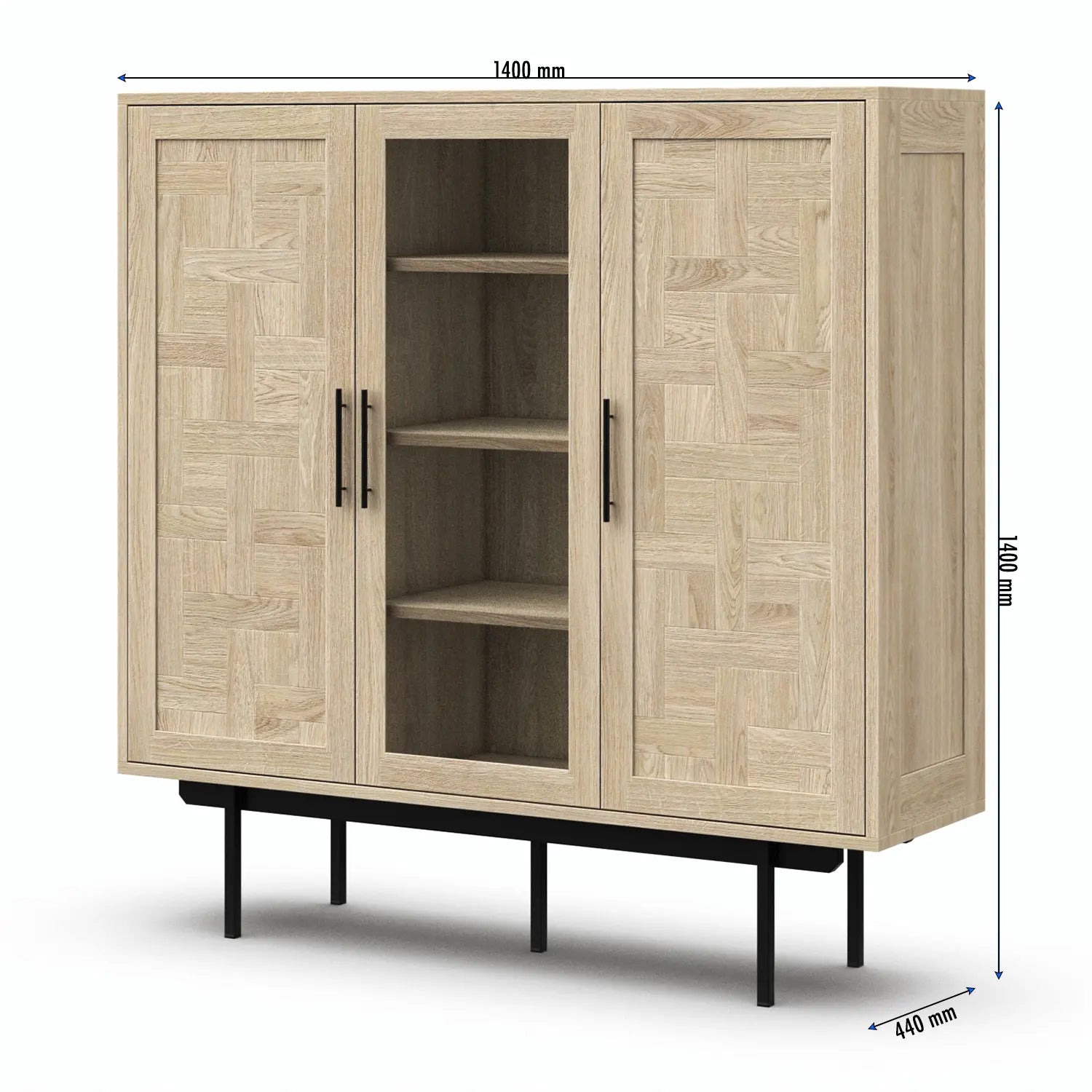 Veneto Italia Cabinets Biwa Oak Highboard Patterned Doors