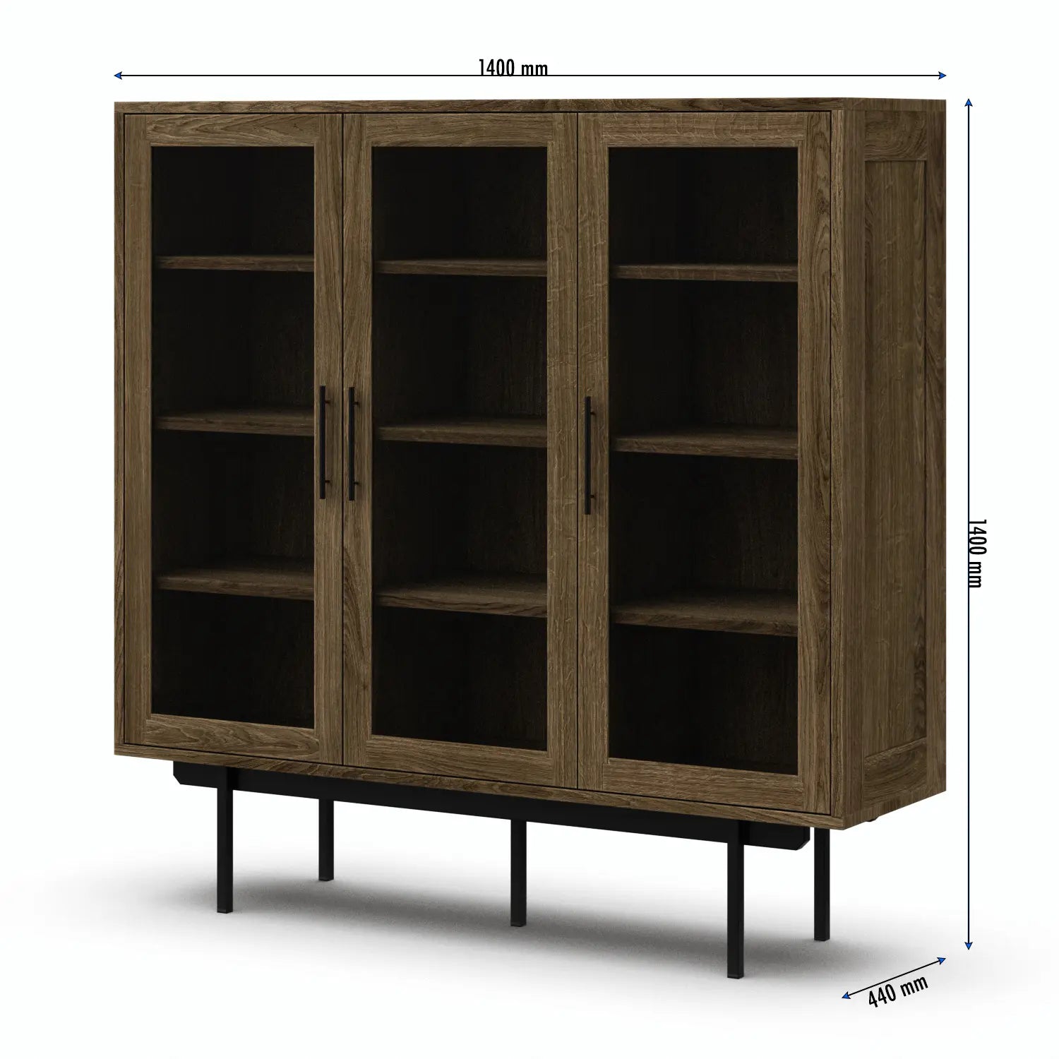 Veneto Italia Cabinets Biwa Oak Highboard with Glass Doors