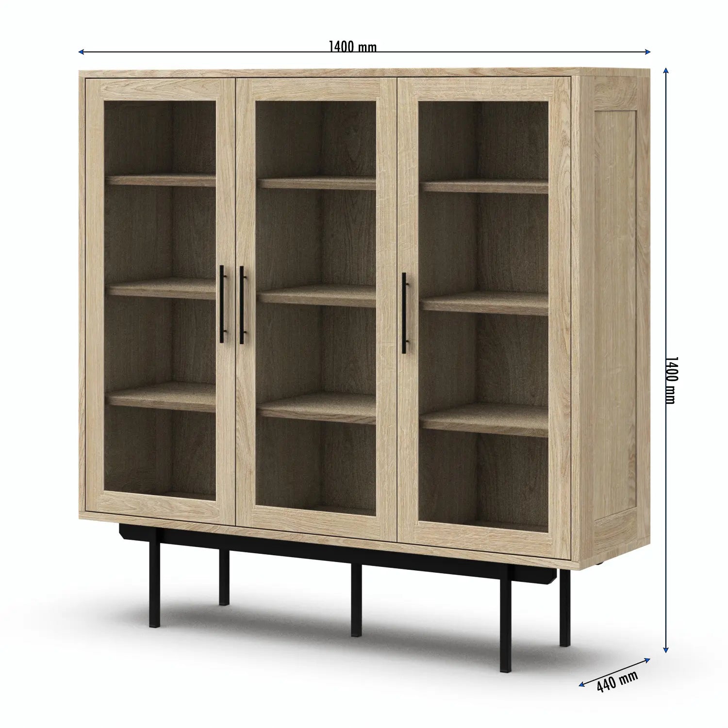 Veneto Italia Cabinets Biwa Oak Highboard with Glass Doors