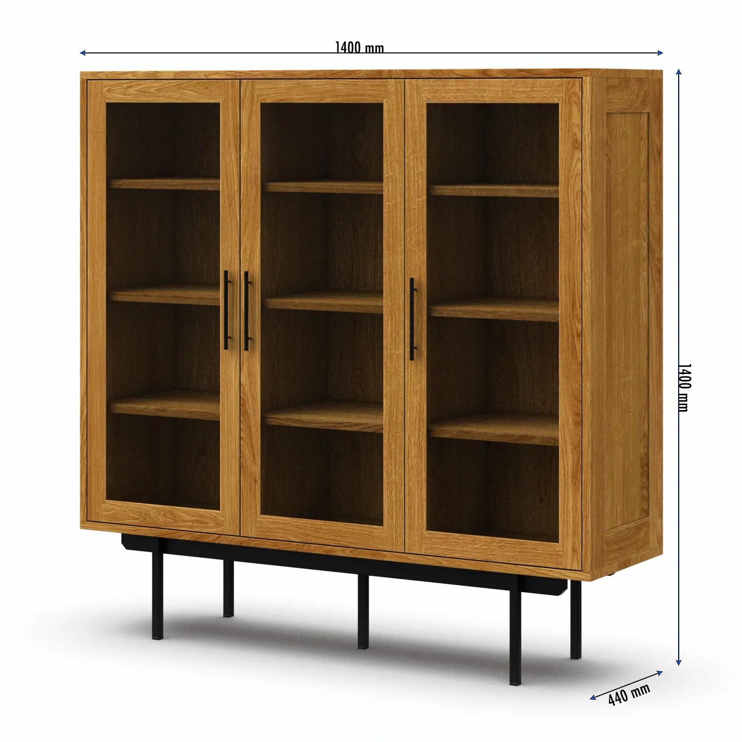 Veneto Italia Cabinets Biwa Oak Highboard with Glass Doors