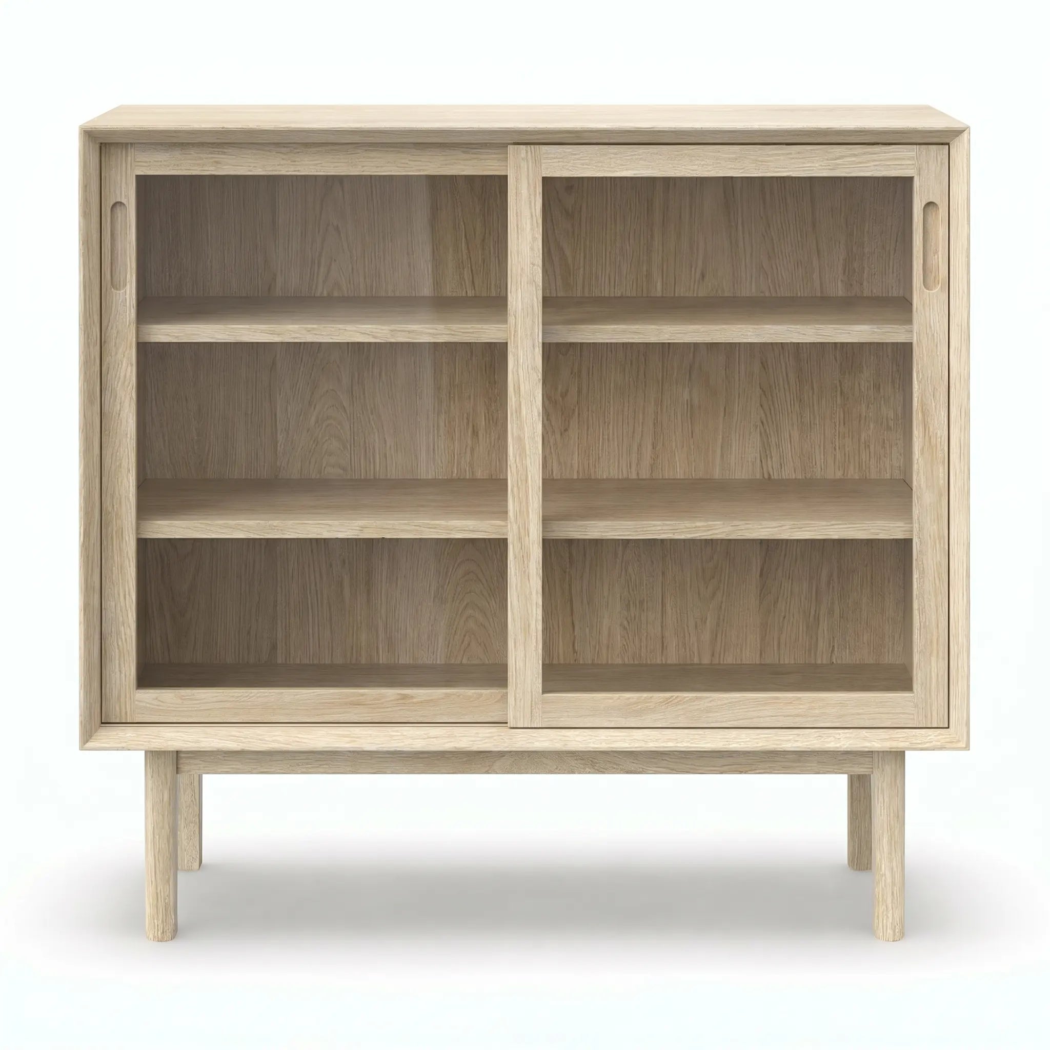 Veneto Italia Cabinets Kodama Glass Cabinet – Modern Oak Storage Cabinet with Glass Doors
