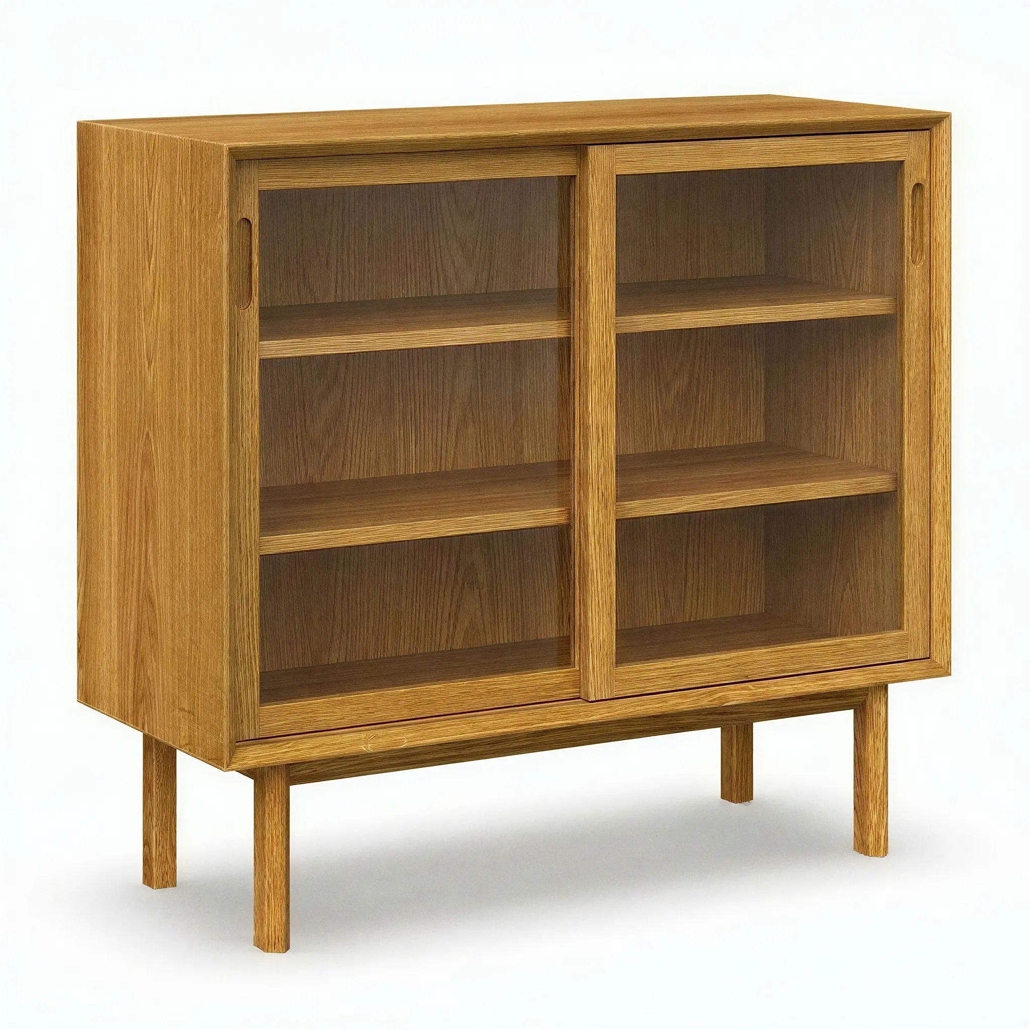Veneto Italia Cabinets Kodama Glass Cabinet – Modern Oak Storage Cabinet with Glass Doors