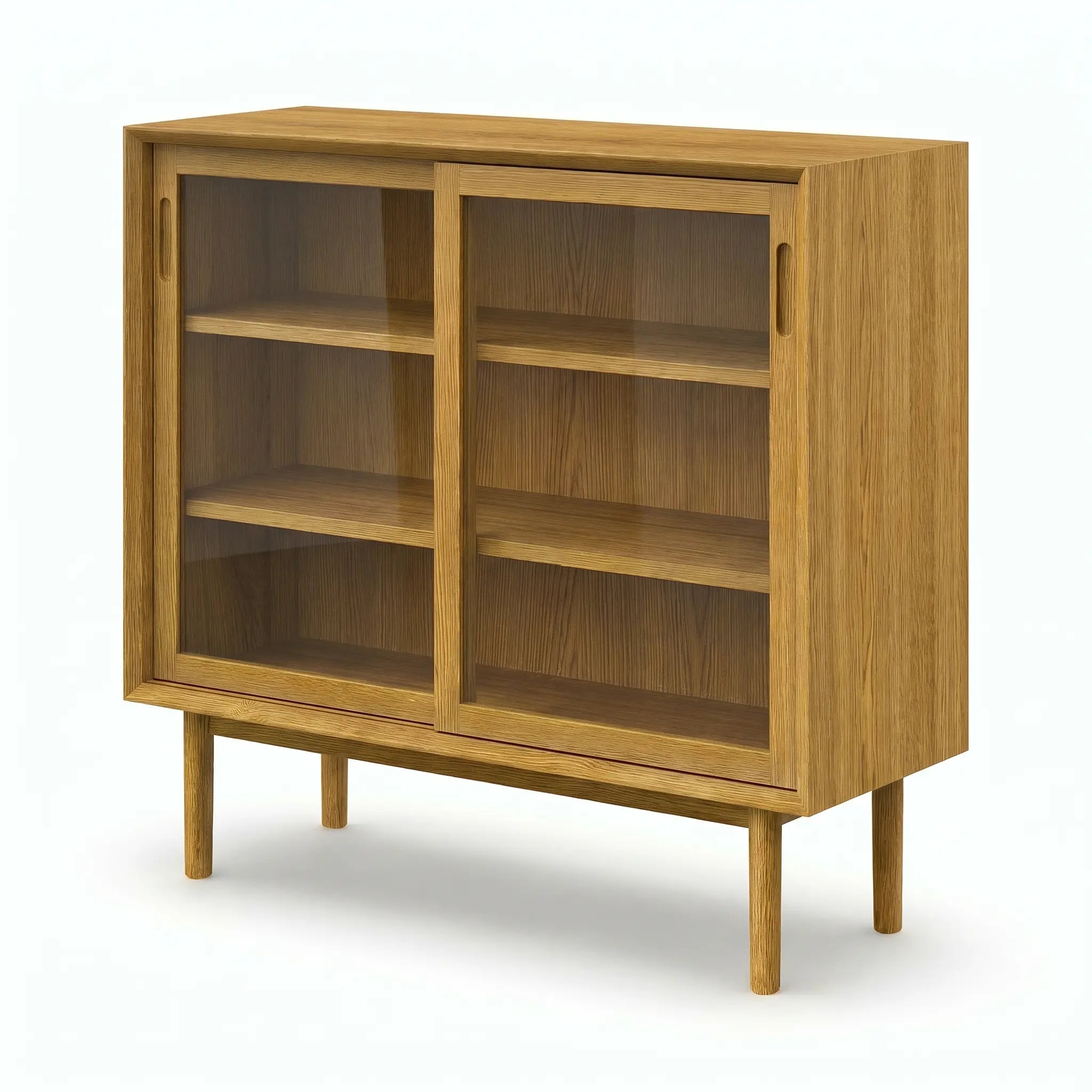 Veneto Italia Cabinets Kodama Glass Cabinet – Modern Oak Storage Cabinet with Glass Doors
