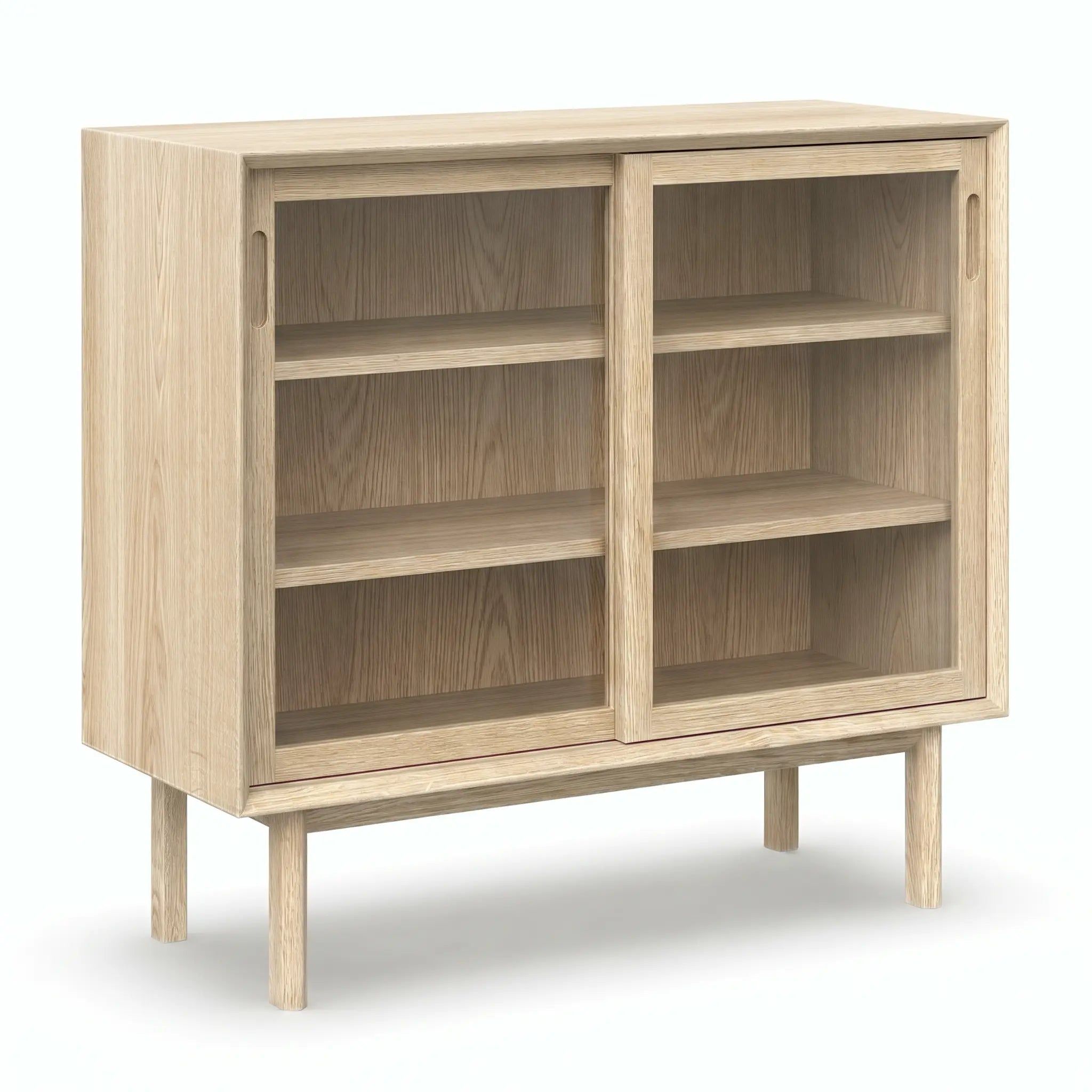 Veneto Italia Cabinets Kodama Glass Cabinet – Modern Oak Storage Cabinet with Glass Doors
