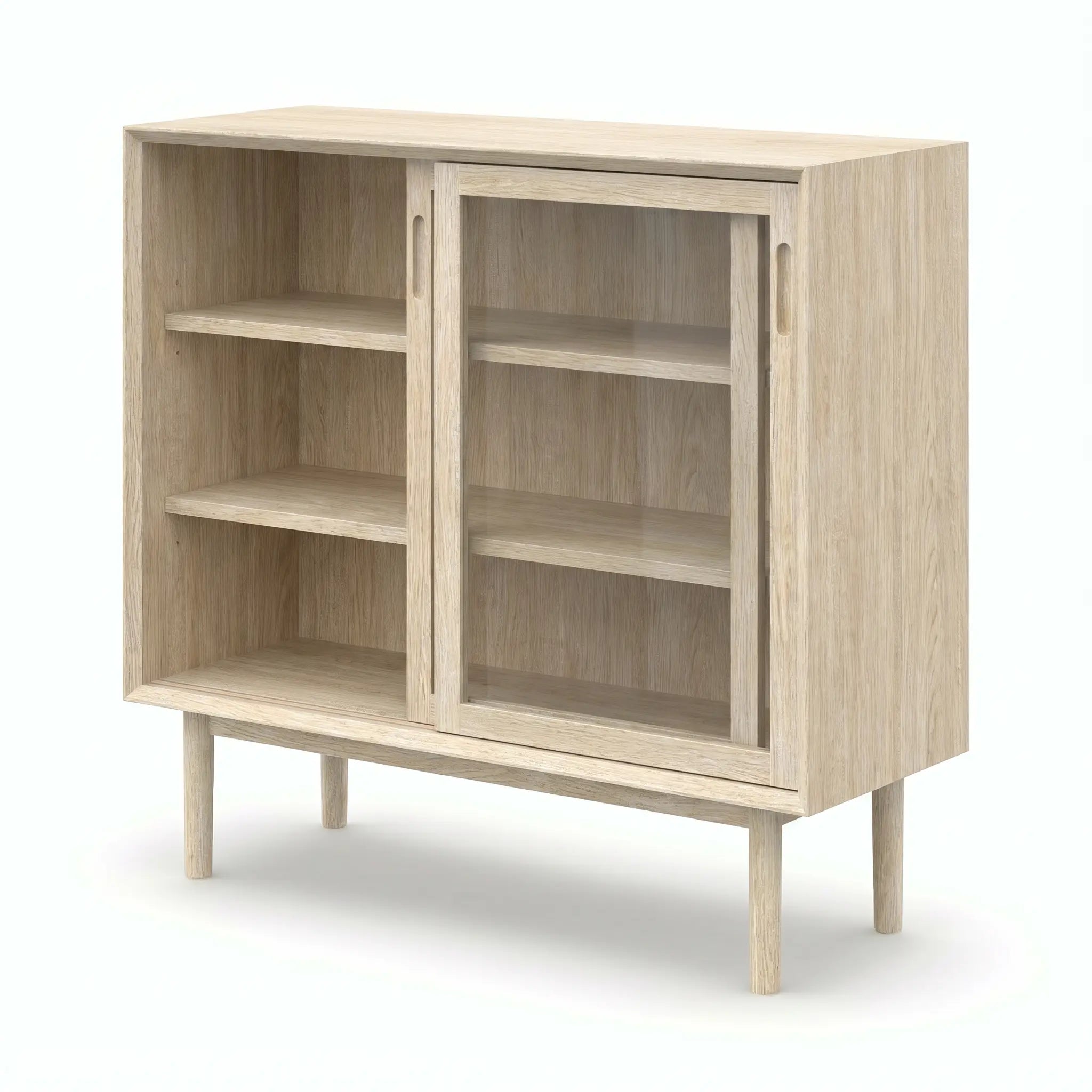 Veneto Italia Cabinets Kodama Glass Cabinet – Modern Oak Storage Cabinet with Glass Doors
