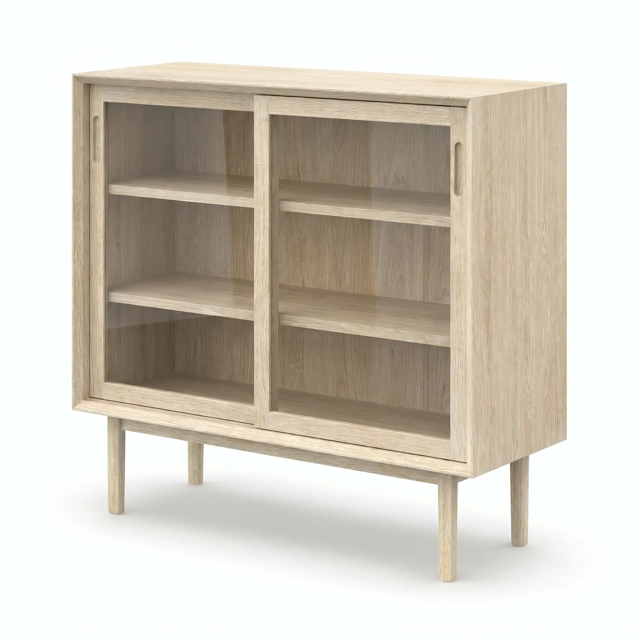 Veneto Italia Cabinets Kodama Glass Cabinet – Modern Oak Storage Cabinet with Glass Doors