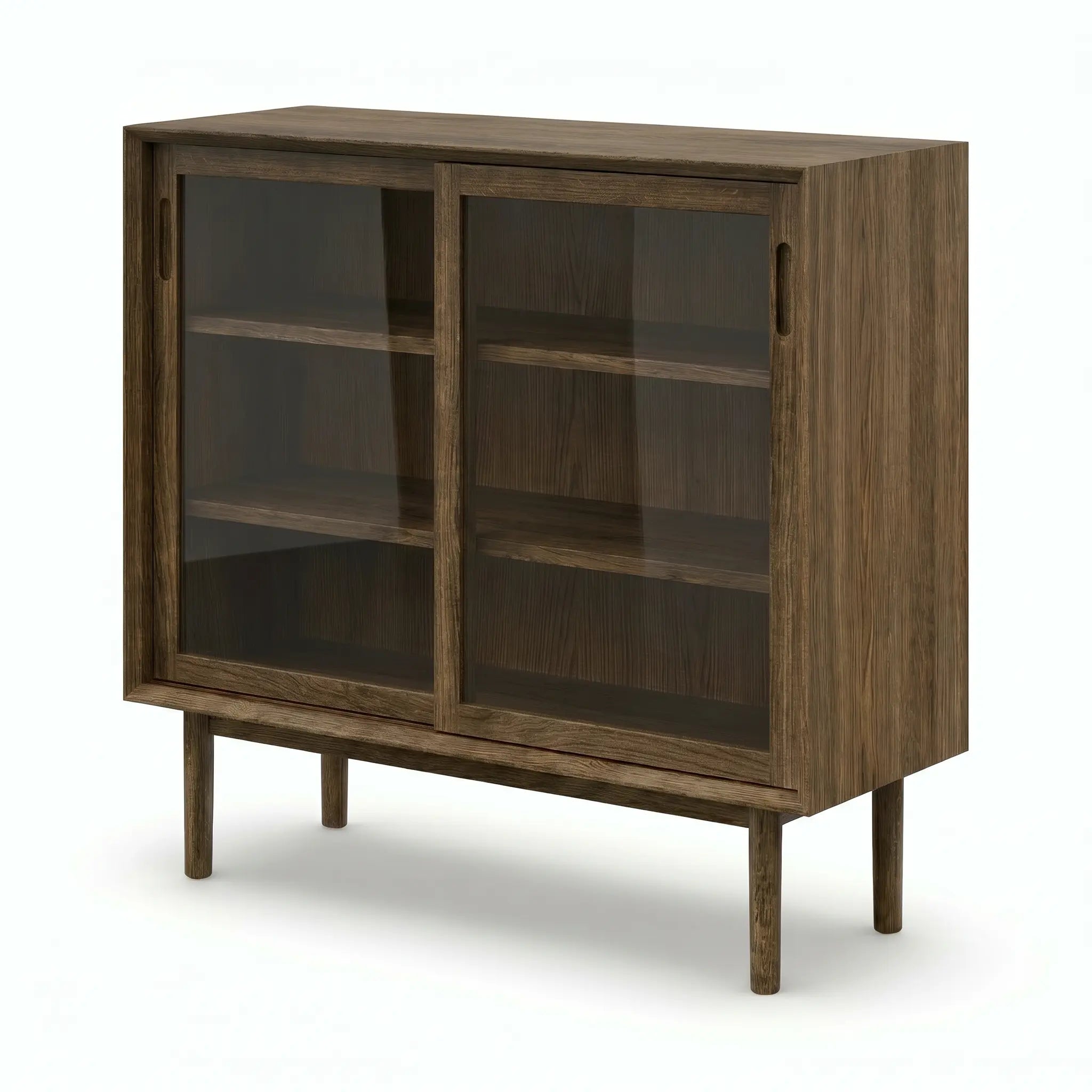 Veneto Italia Cabinets Kodama Glass Cabinet – Modern Oak Storage Cabinet with Glass Doors