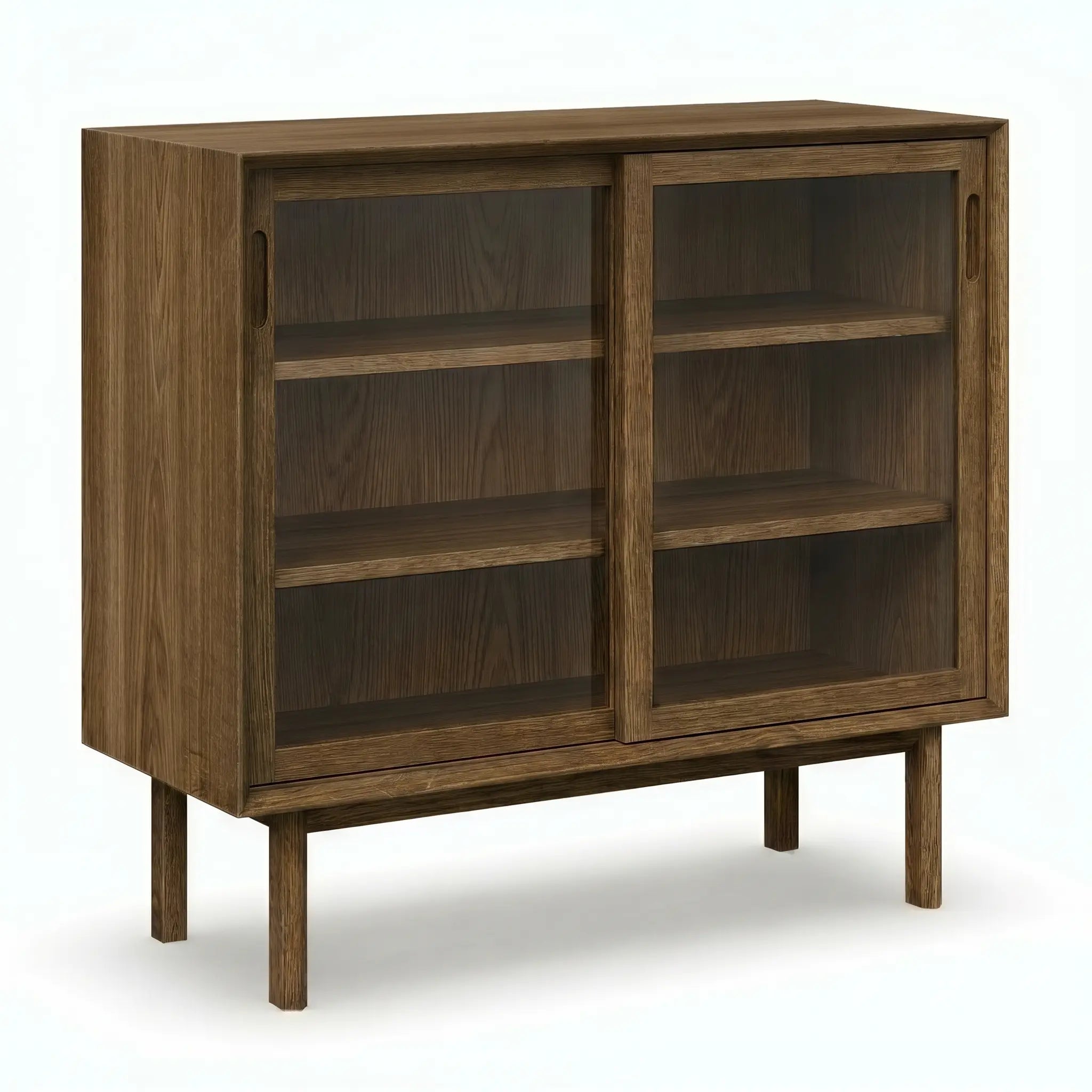 Veneto Italia Cabinets Kodama Glass Cabinet – Modern Oak Storage Cabinet with Glass Doors