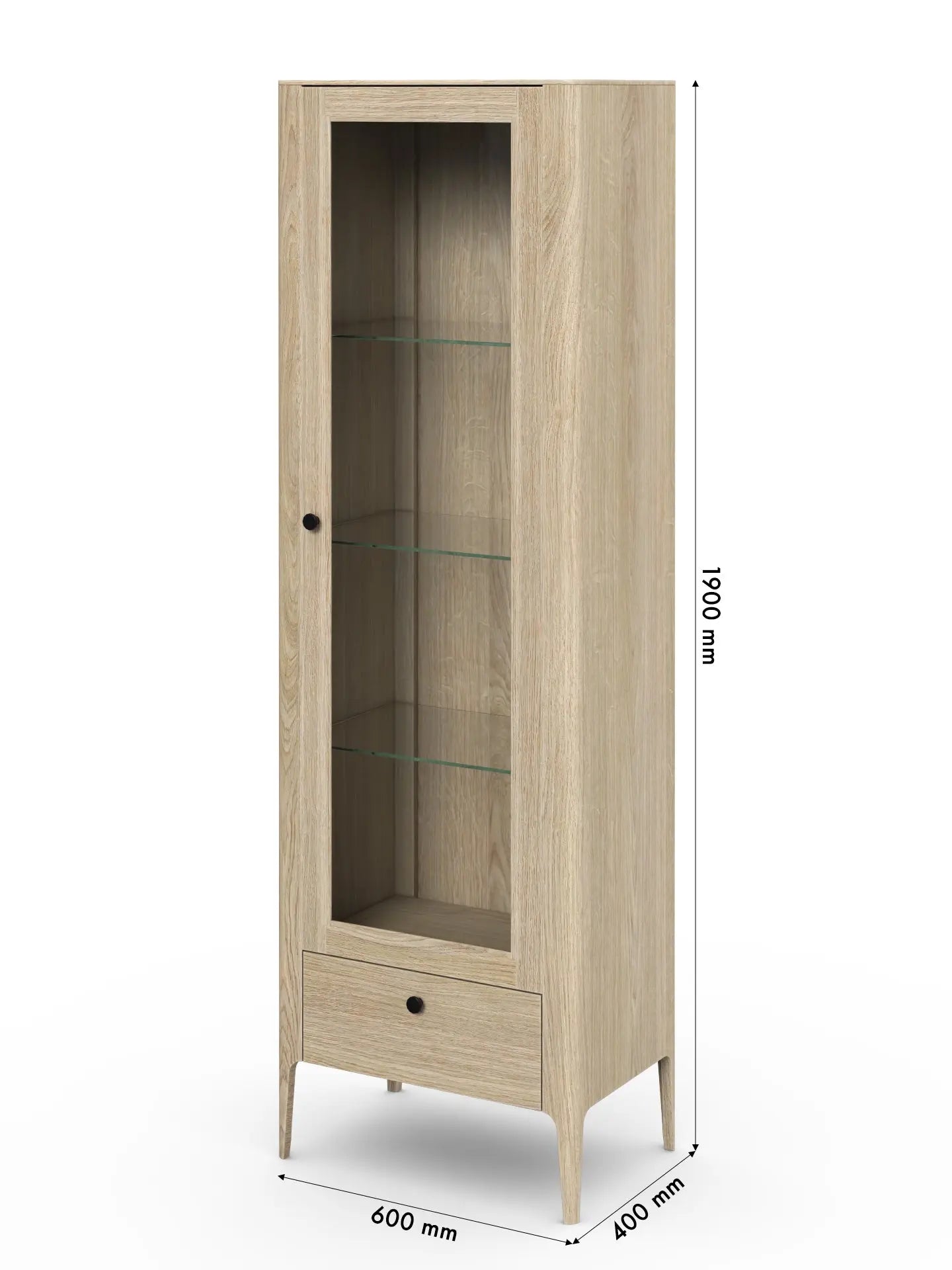 Veneto Italia Cabinets Müritz One Door Glass Cabinet