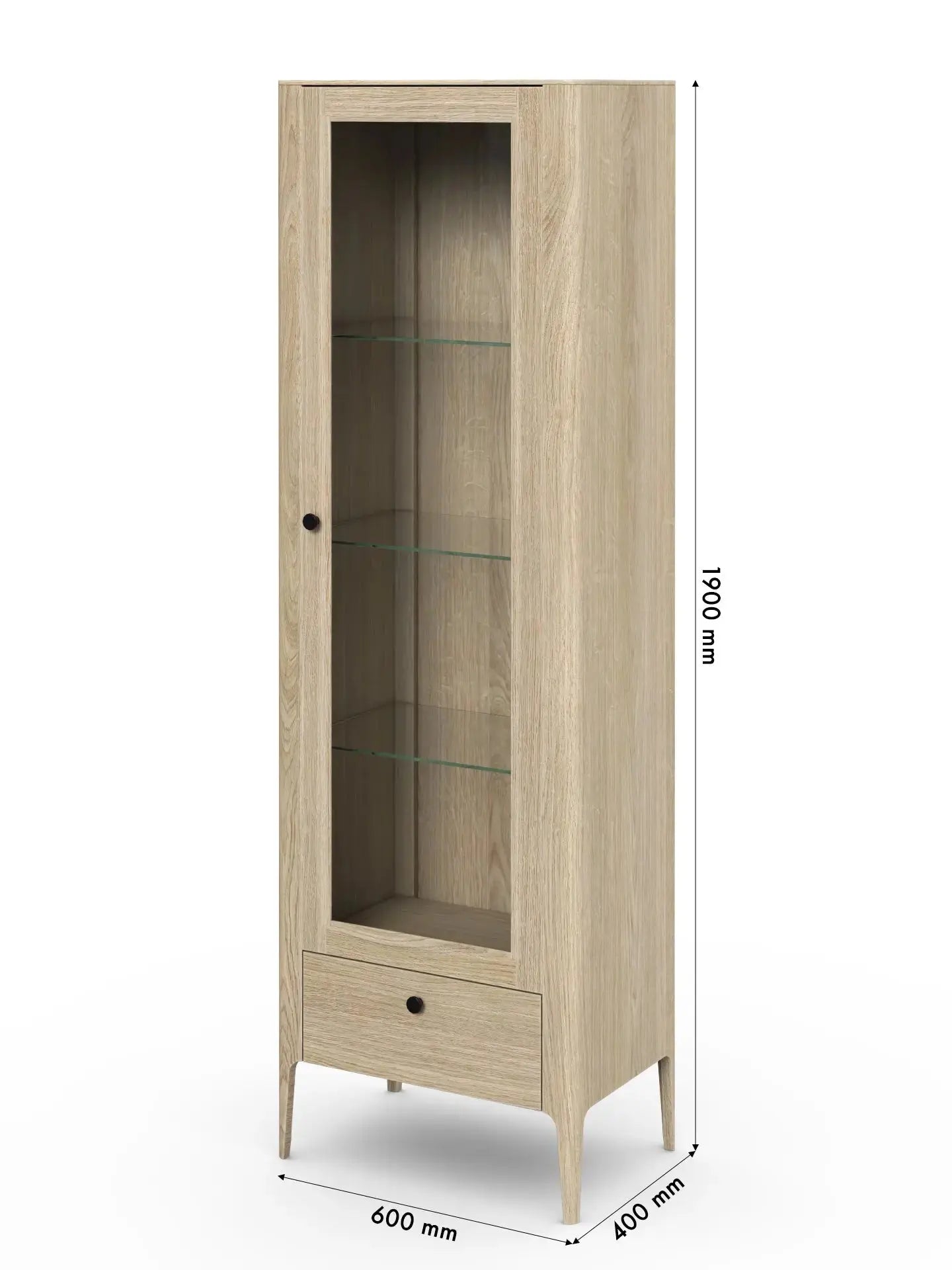 Veneto Italia Cabinets Müritz One Door Glass Cabinet