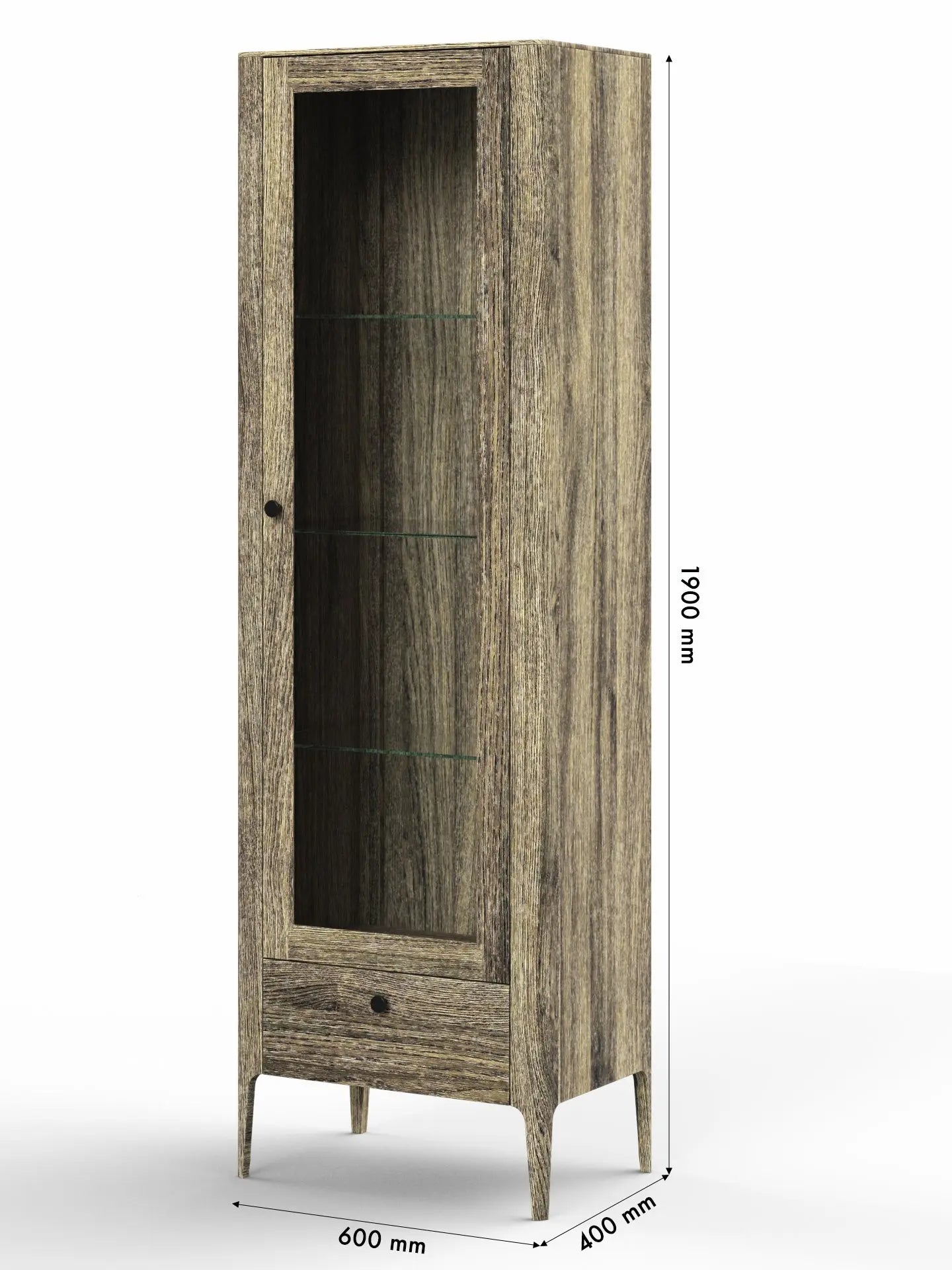 Veneto Italia Cabinets Müritz One Door Glass Cabinet