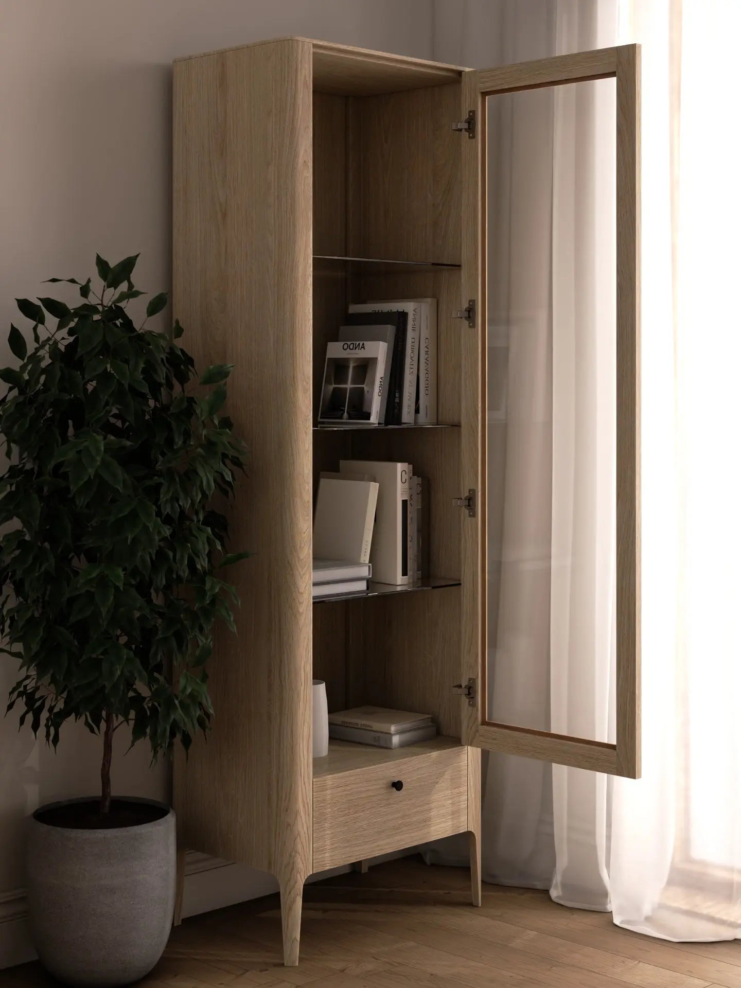 Veneto Italia Cabinets Müritz One Door Glass Cabinet