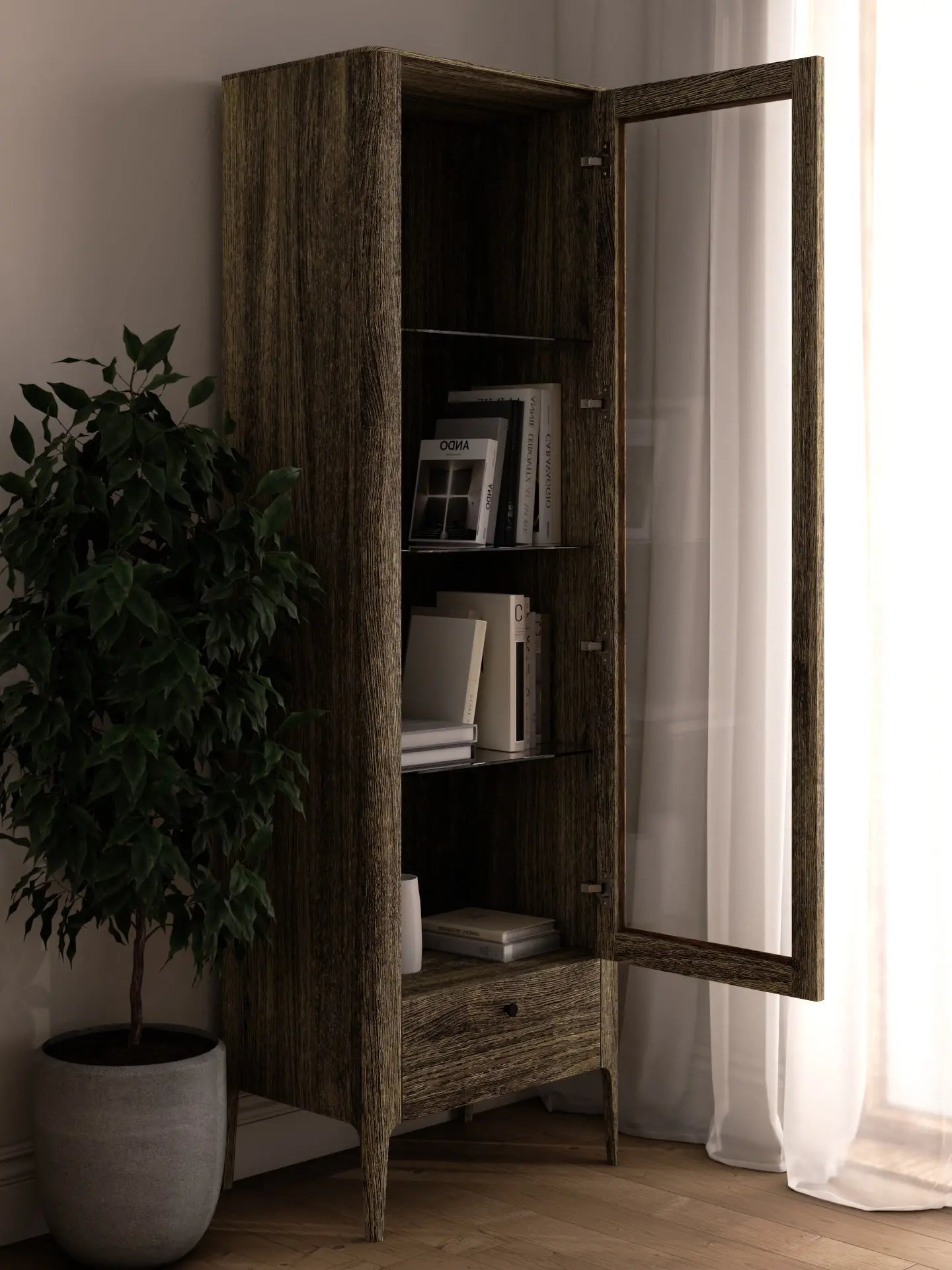 Veneto Italia Cabinets Müritz One Door Glass Cabinet