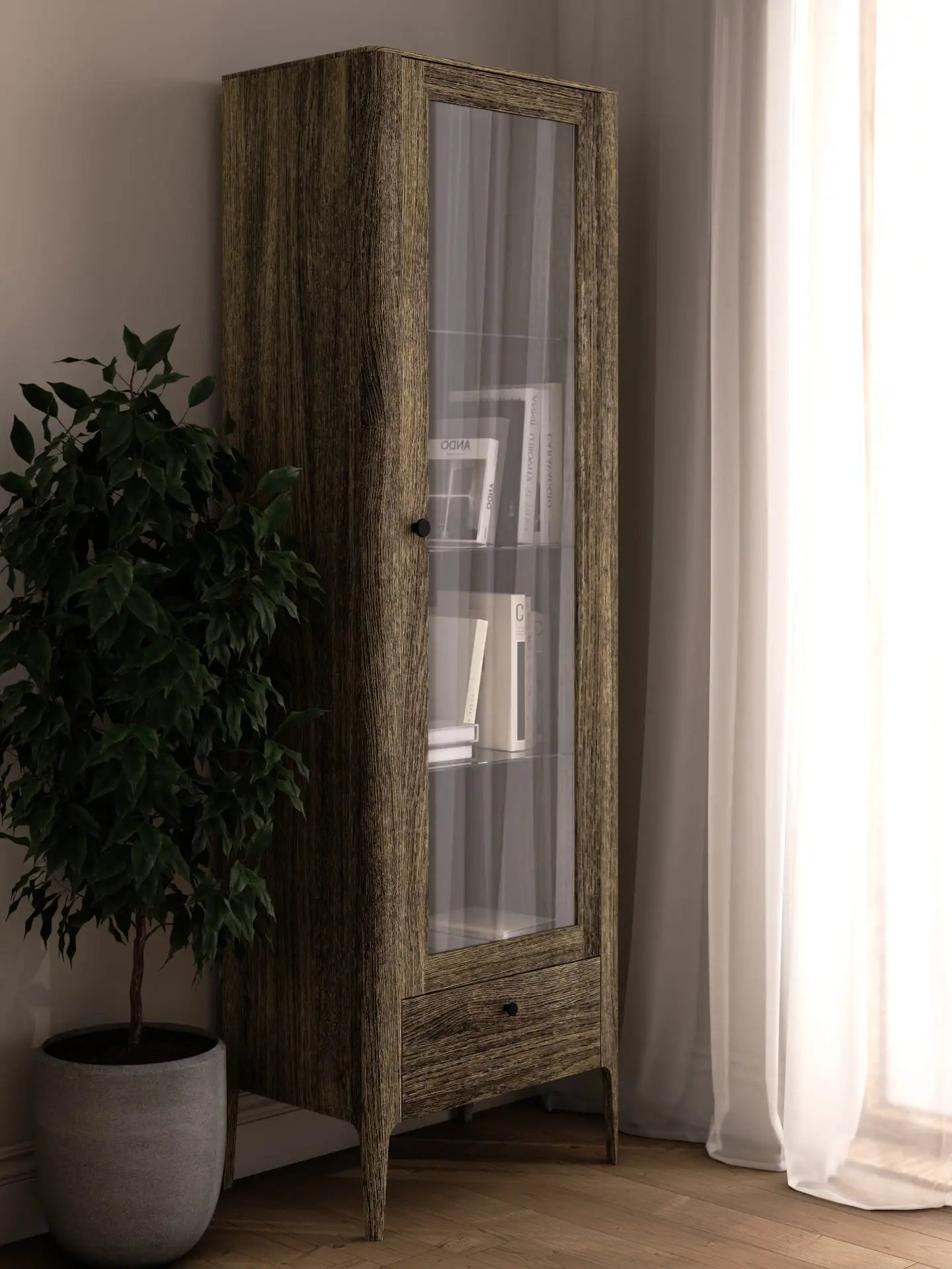 Veneto Italia Cabinets Müritz One Door Glass Cabinet