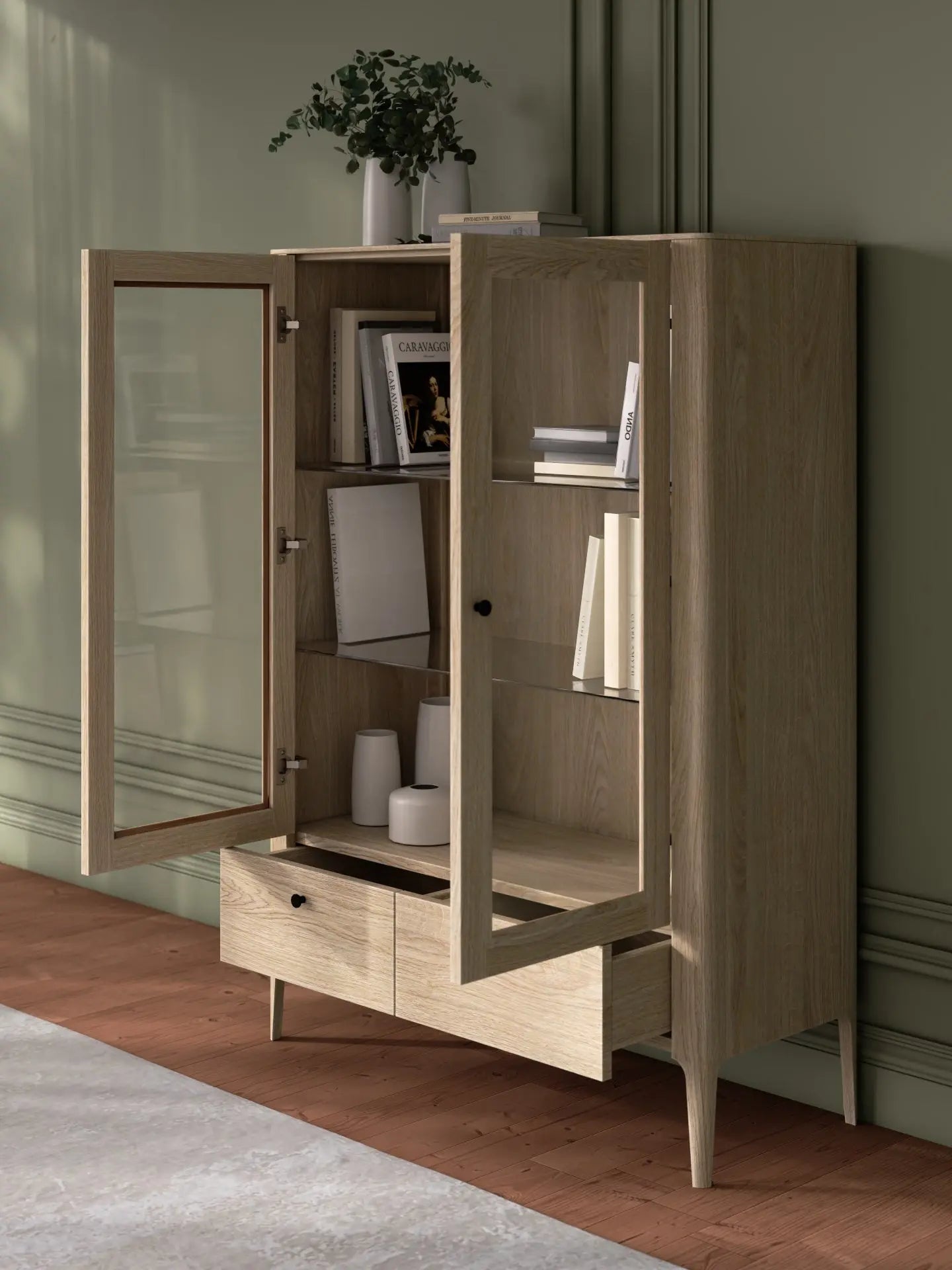 Veneto Italia Cabinets Müritz Two Doors Glass Cabinet / Highboard