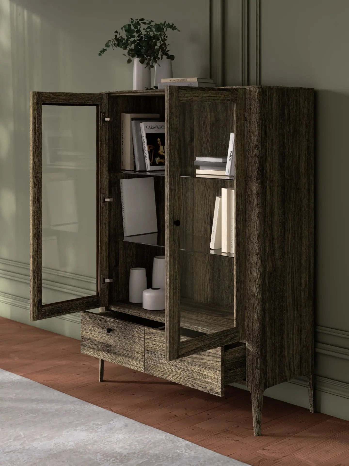 Veneto Italia Cabinets Müritz Two Doors Glass Cabinet / Highboard