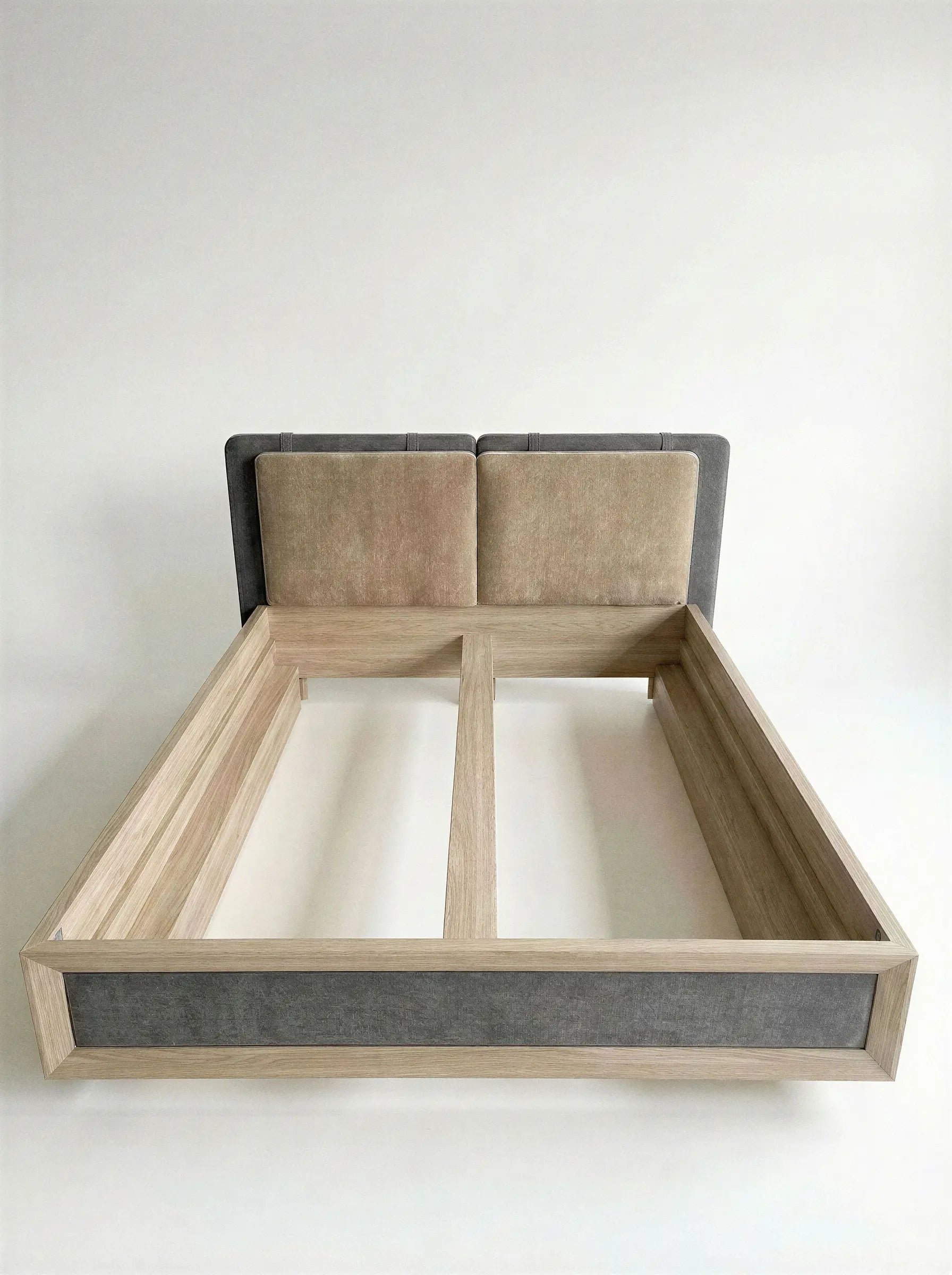 Veneto Italia  Discover Kodama Bed – Natural Oak Bed with Soft Upholstered Details