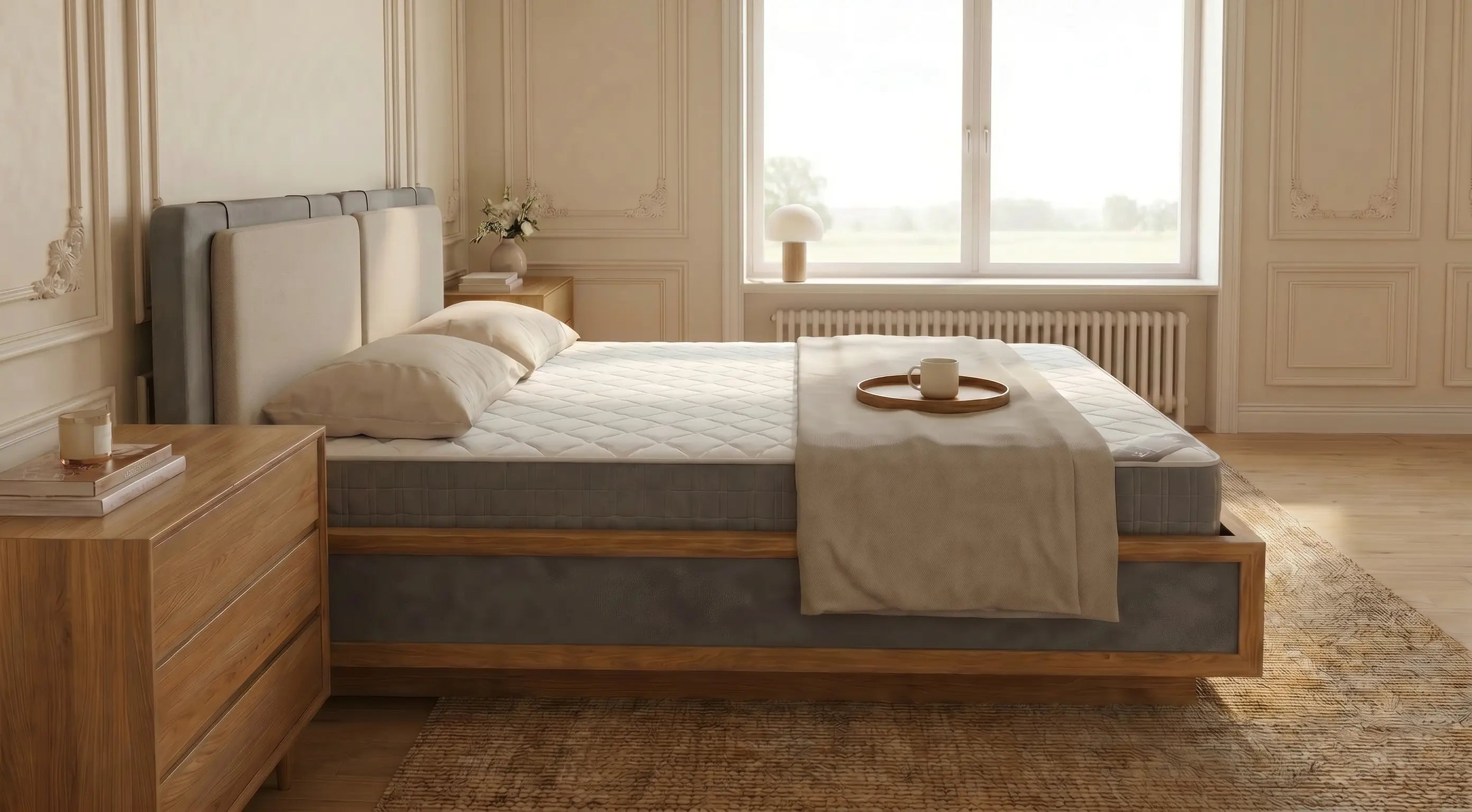 Veneto Italia  Discover Kodama Bed – Natural Oak Bed with Soft Upholstered Details