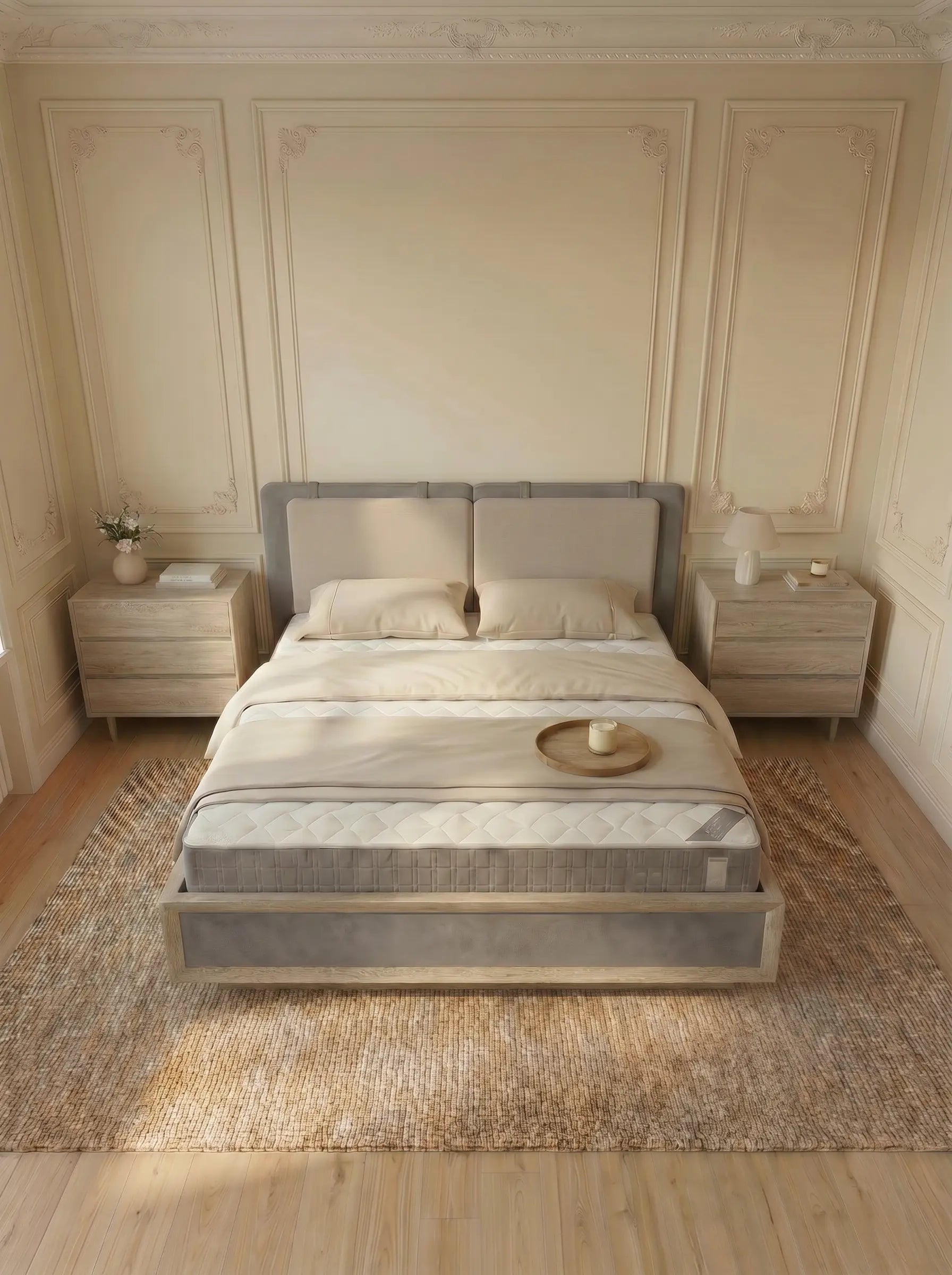 Veneto Italia  Discover Kodama Bed – Natural Oak Bed with Soft Upholstered Details