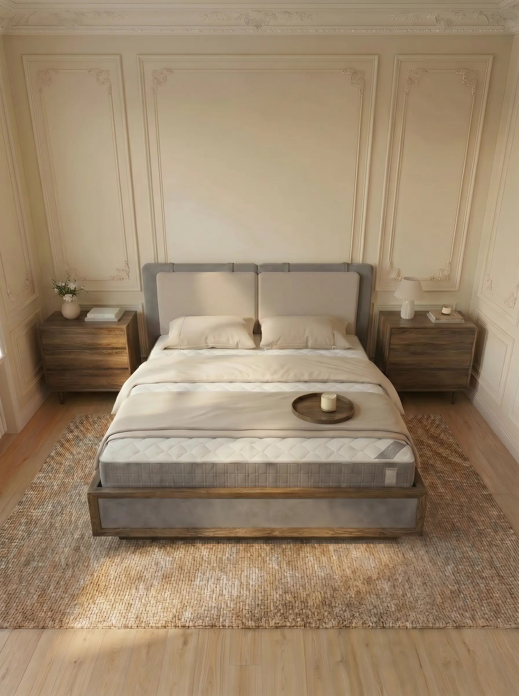 Veneto Italia  Discover Kodama Bed – Natural Oak Bed with Soft Upholstered Details