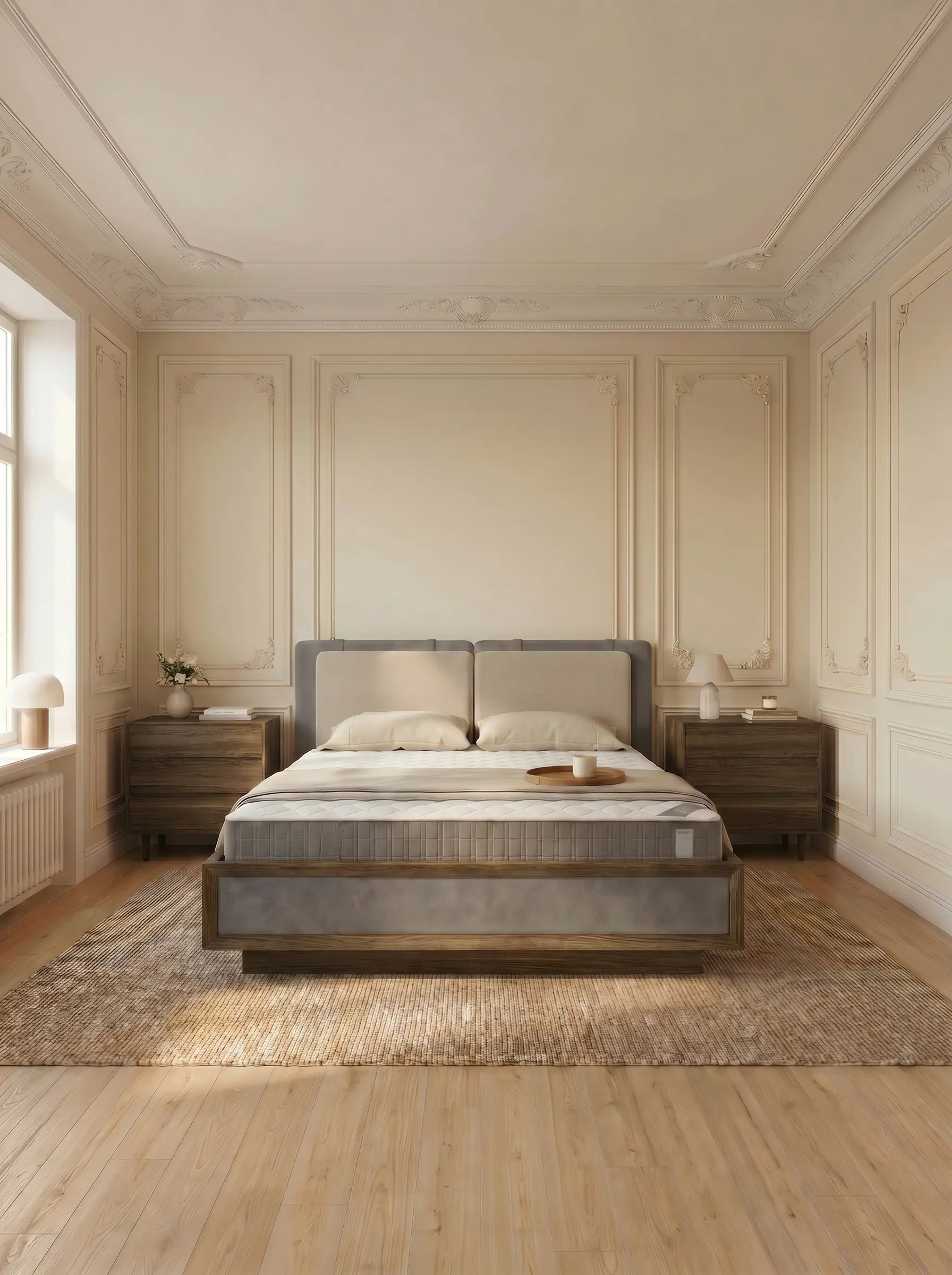 Veneto Italia  Discover Kodama Bed – Natural Oak Bed with Soft Upholstered Details