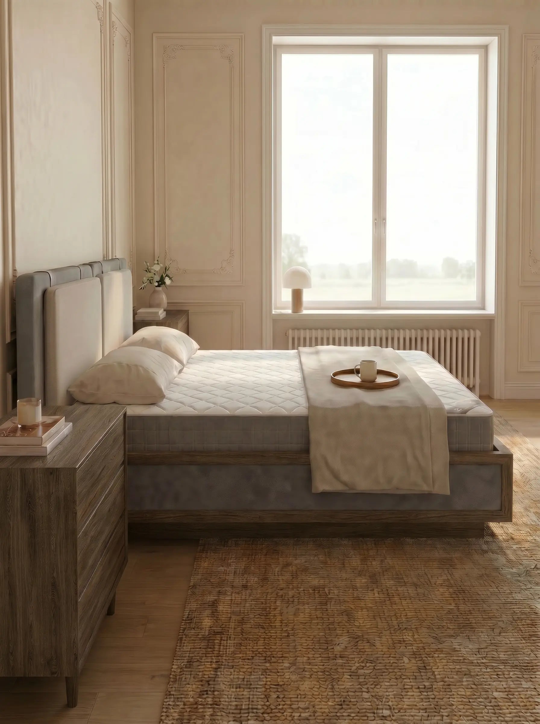 Veneto Italia  Discover Kodama Bed – Natural Oak Bed with Soft Upholstered Details