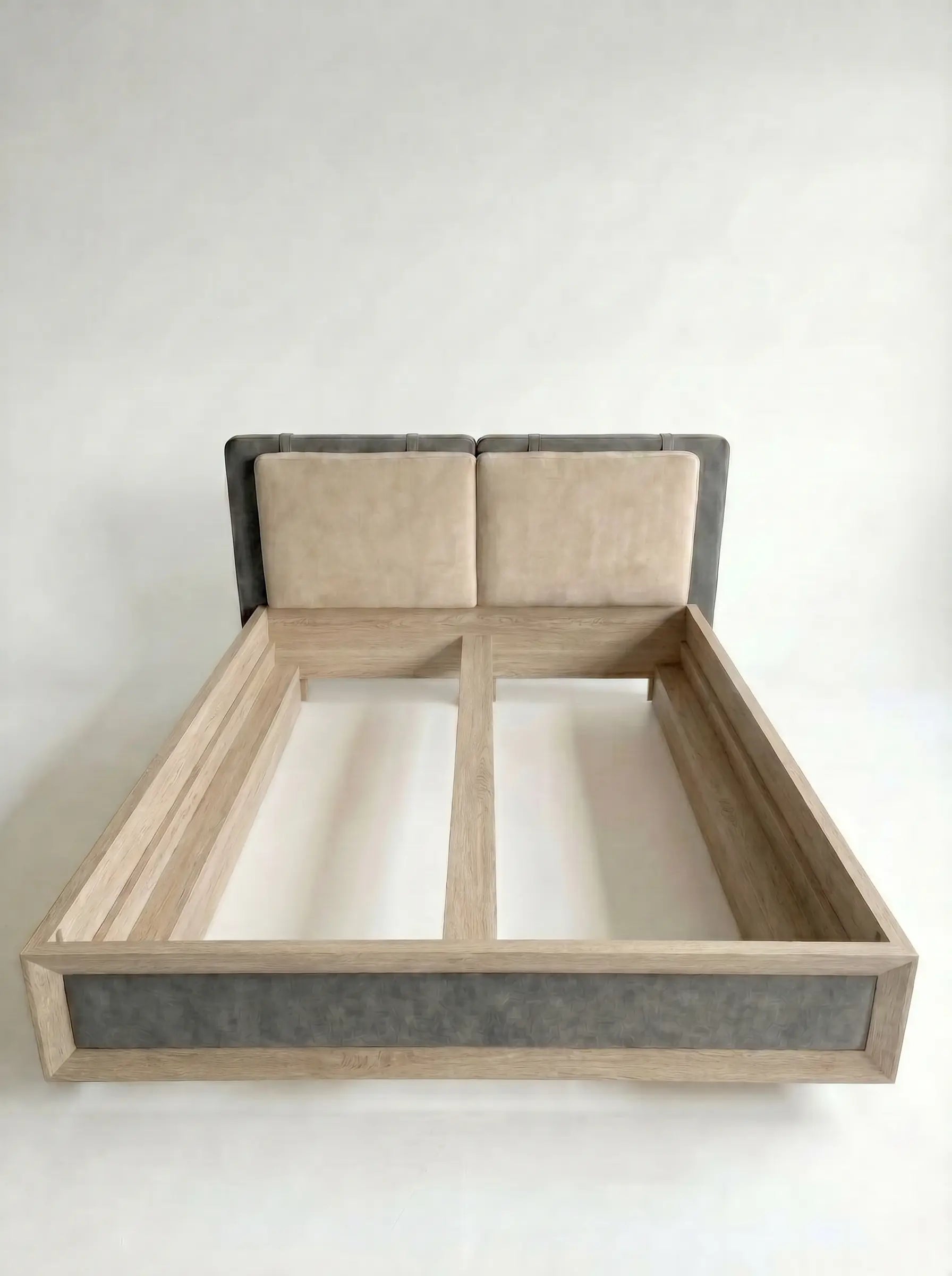 Veneto Italia  Discover Kodama Bed – Natural Oak Bed with Soft Upholstered Details