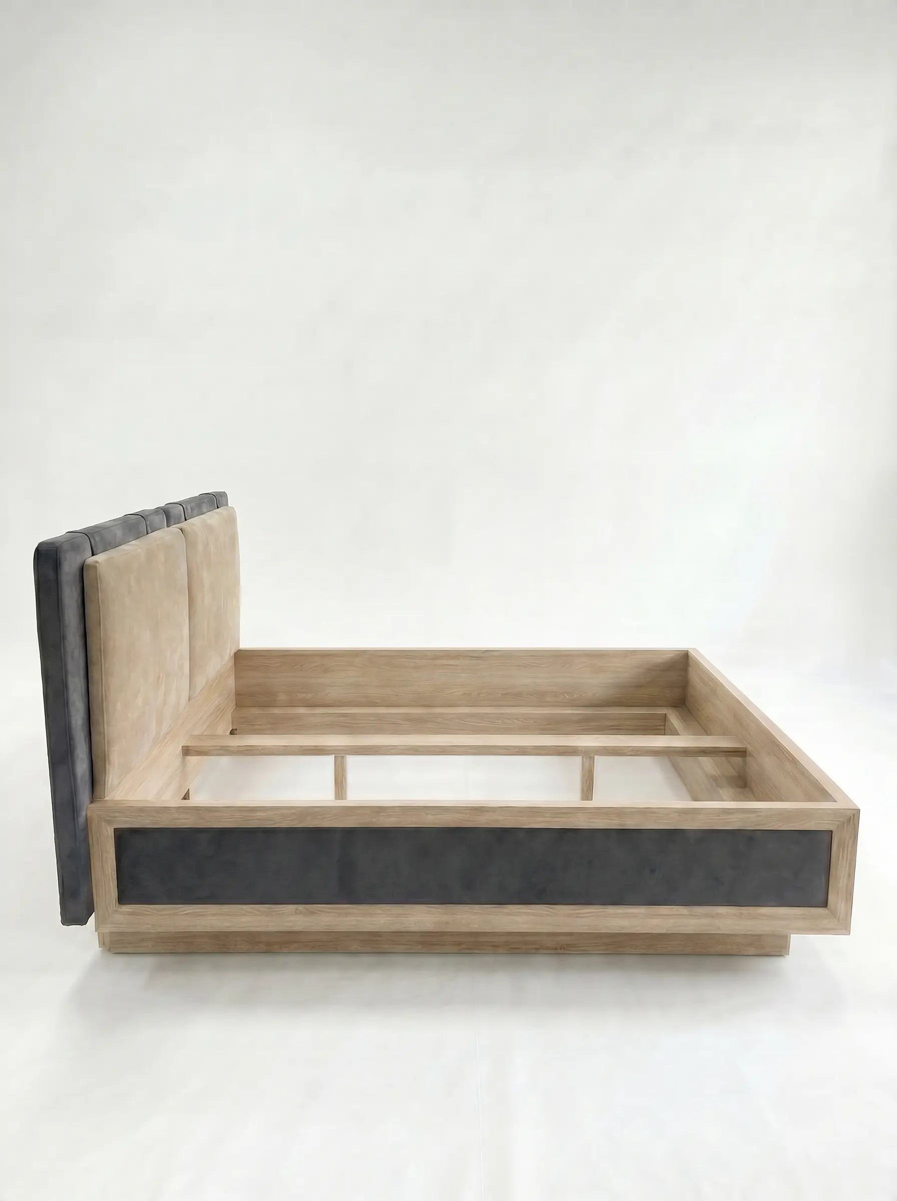 Veneto Italia  Discover Kodama Bed – Natural Oak Bed with Soft Upholstered Details